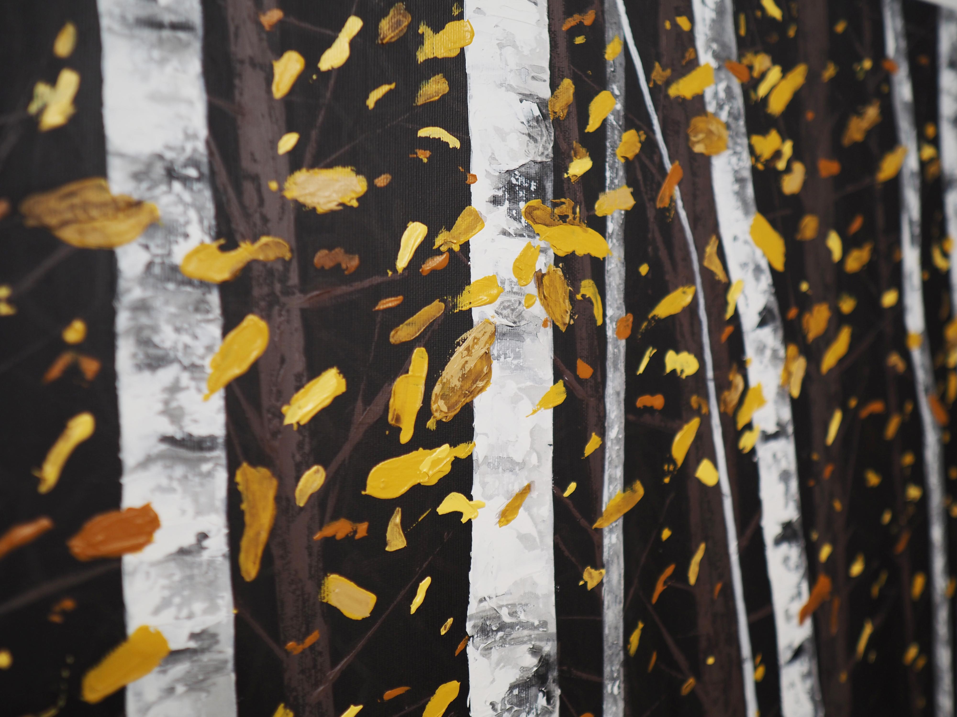 BIRCHES VI - Pittura d'atmosfera contemporanea e Nature moderne in vendita 1