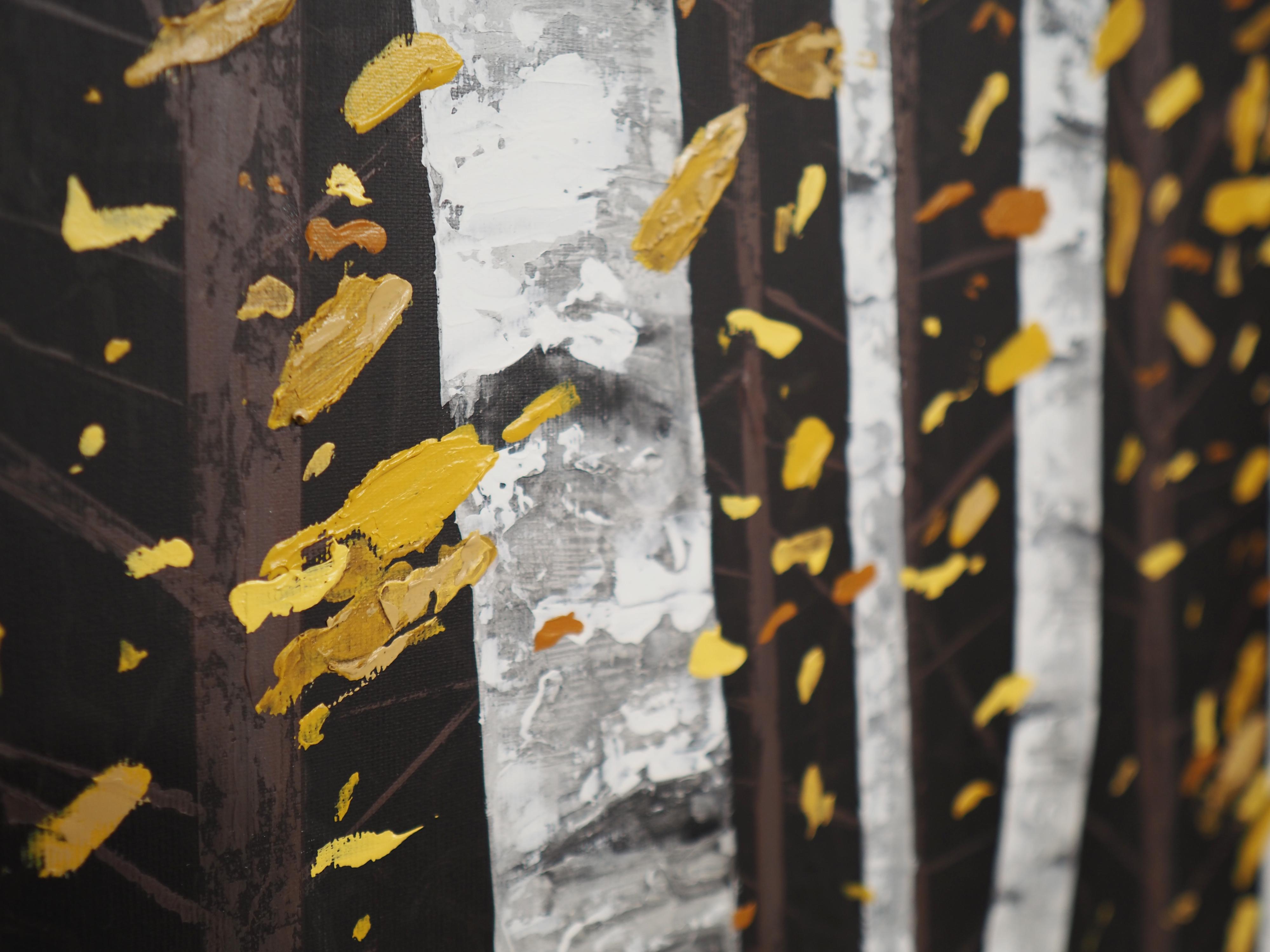 BIRCHES VI - Pittura d'atmosfera contemporanea e Nature moderne in vendita 2
