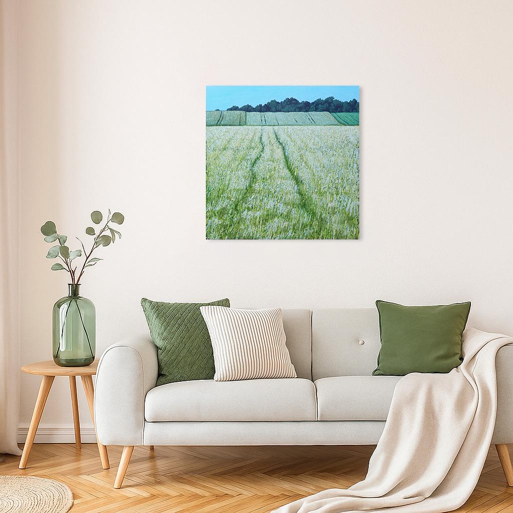 Fields II - Modern Contemporary Atmospheric Landscape - Painting by Grzegorz Wójcik