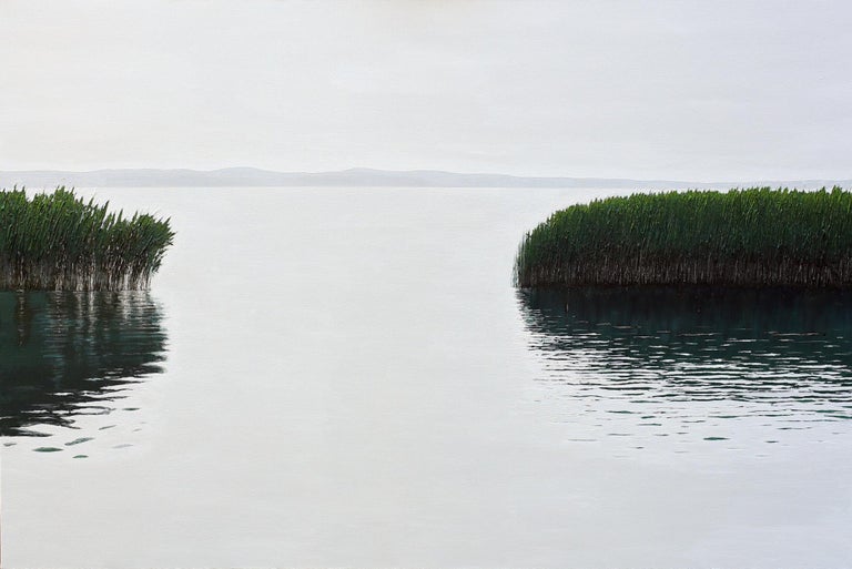 Grzegorz Wójcik Figurative Painting - GRASSES  3 - Contemporary Atmospheric Landscape,  Modern Seascape Painting