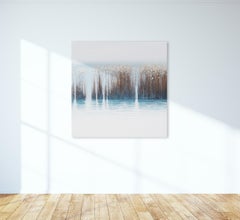 GRASSES IV - Contemporary Atmospheric Landscape, Modern Lake, Seascape Painting