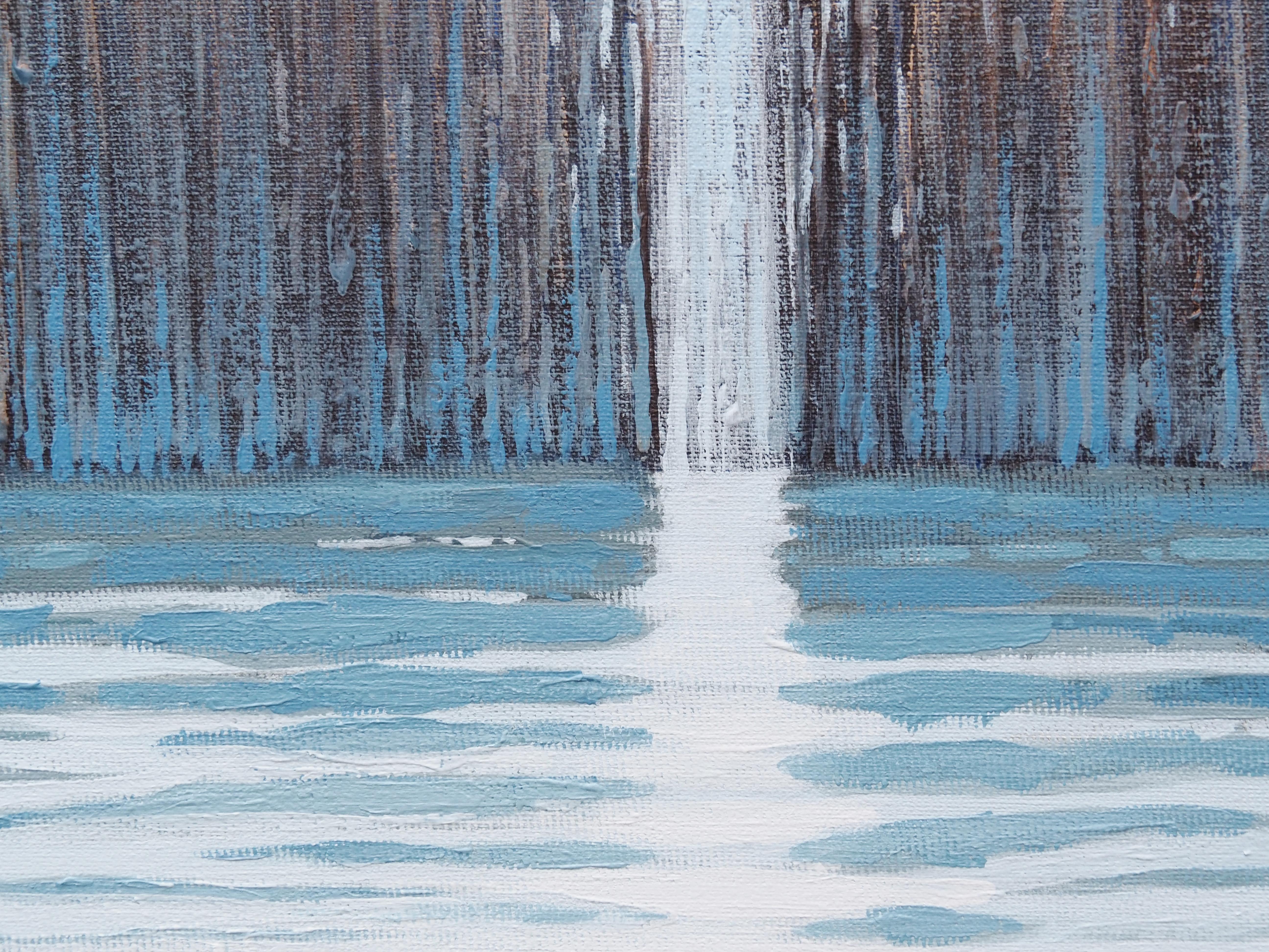 GRASSES IV - Contemporary Atmospheric Landscape,  Modern Lake, Seascape Painting For Sale 1
