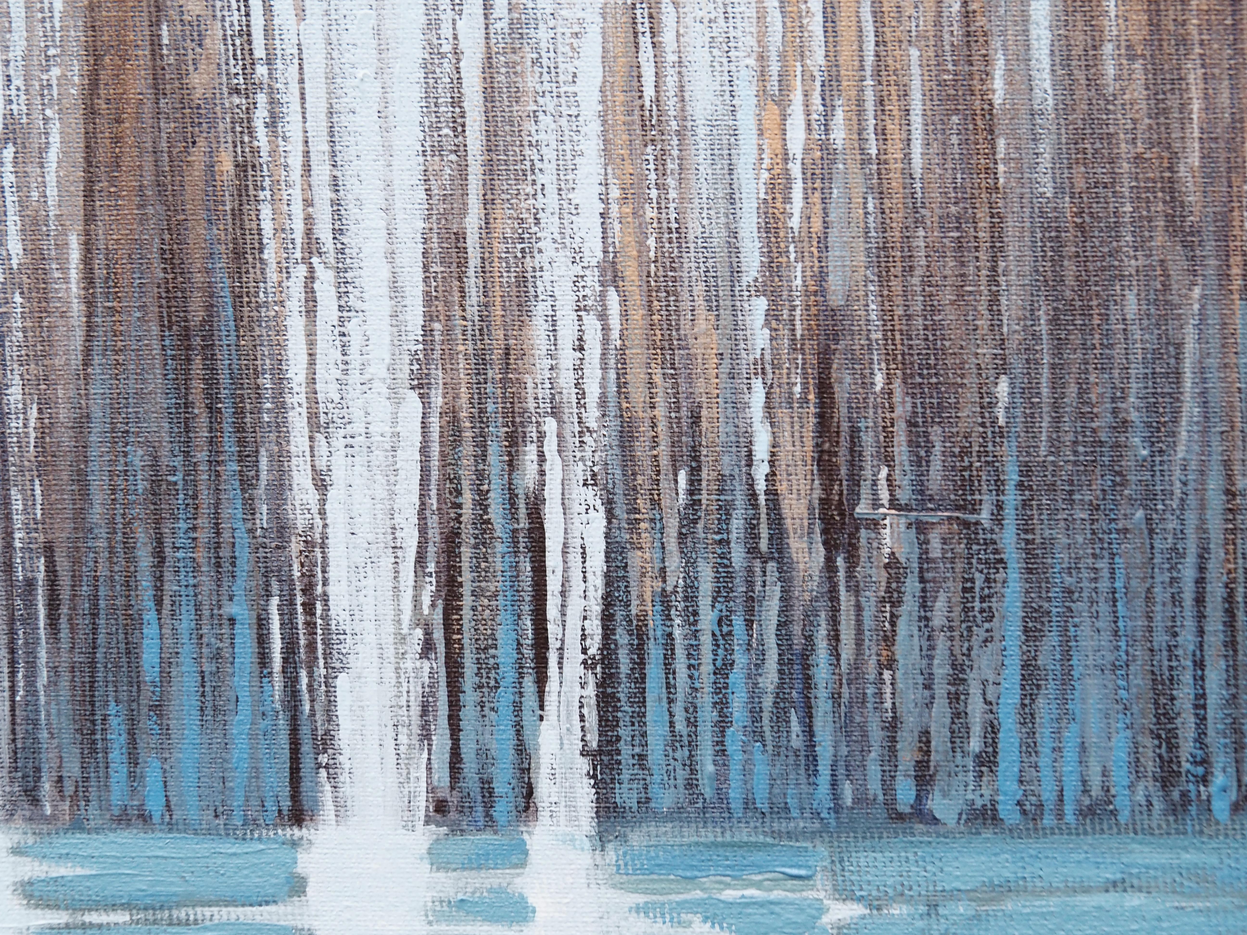 GRASSES IV - Contemporary Atmospheric Landscape,  Modern Lake, Seascape Painting For Sale 3