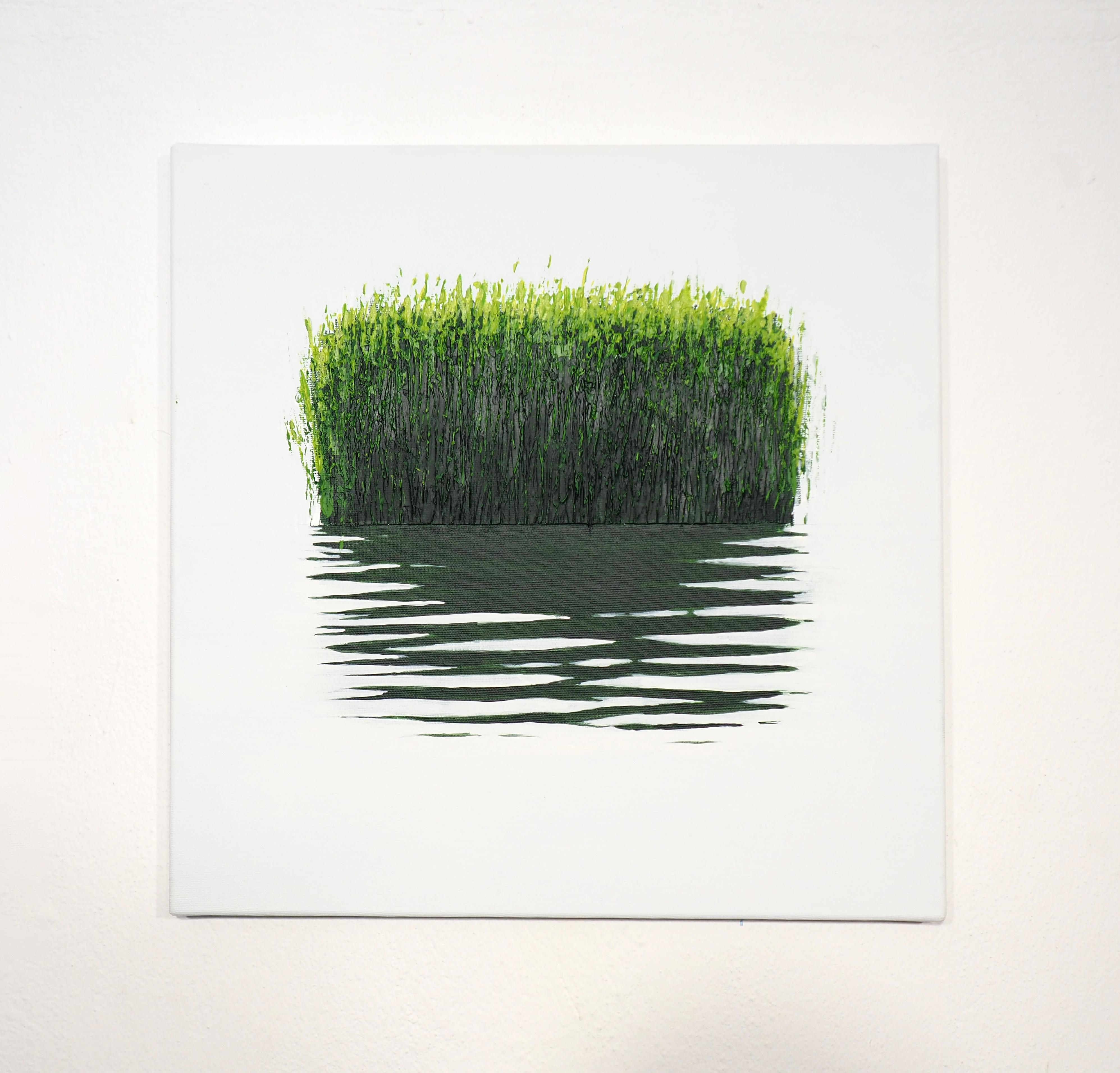 To emphasize the grasses even more, the artist uses modeling paste, It gives the beautiful painting even more depth. 

A few words of the artist about his art:

When i painting landscapes, I usually choose simple geometric arrangements, contrasts of