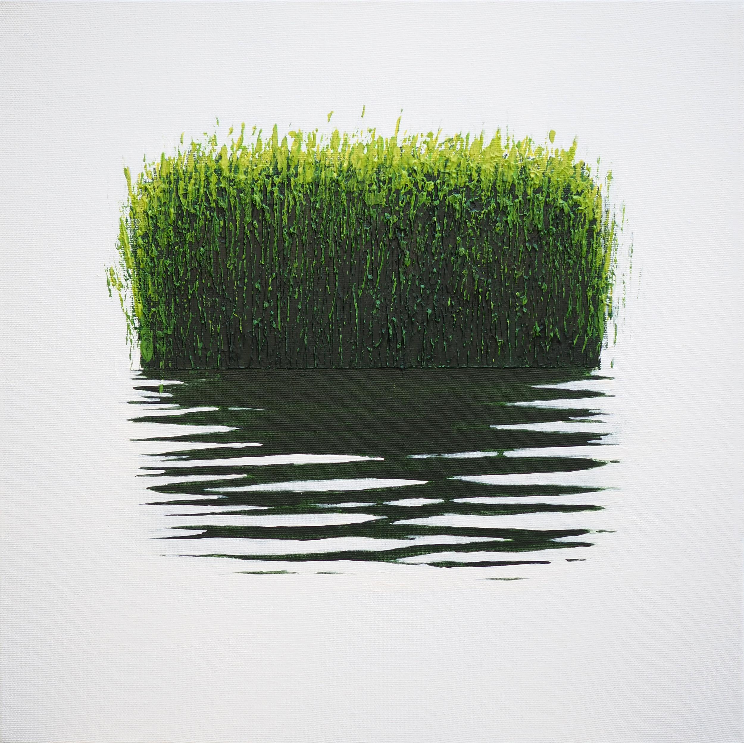 Grzegorz Wójcik Figurative Painting - GRASSES  V - Atmospheric Landscape, Modern Seascape Painting 