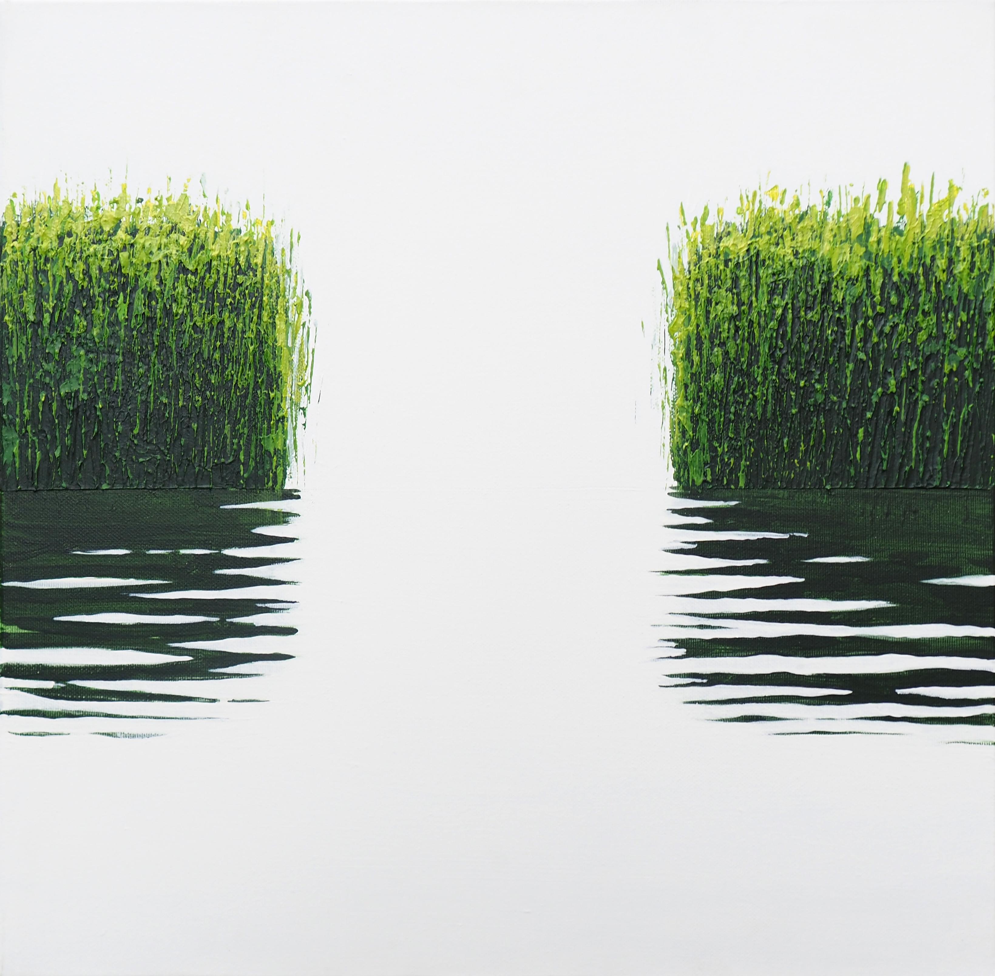 GRASSES V Triptyque - Paysage atmosphérique, peinture moderne de paysage marin.  en vente 3