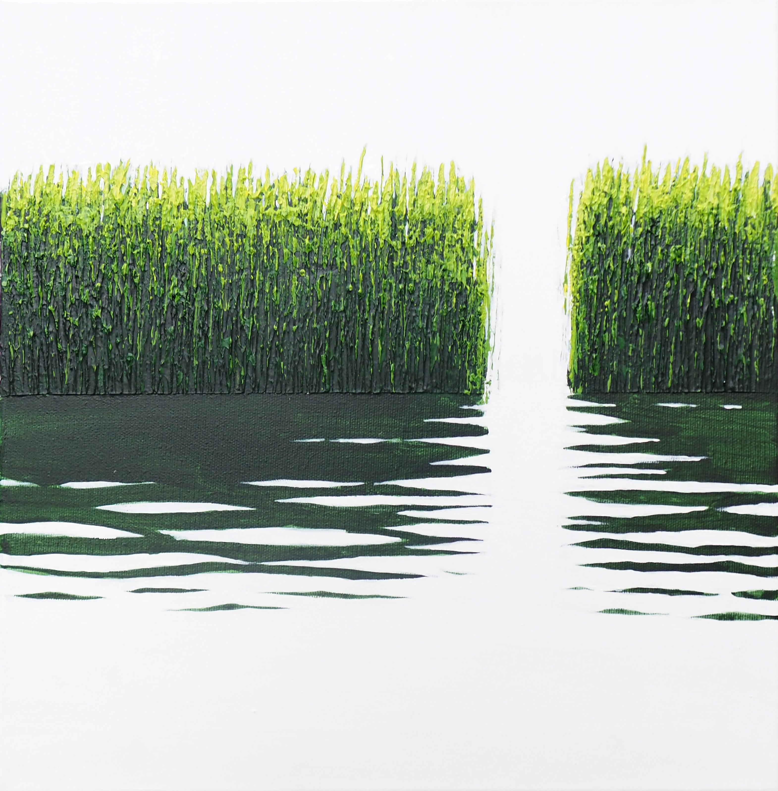 GRASSES V Triptych - Atmospheric Landscape, Modern Seascape Painting  For Sale 6