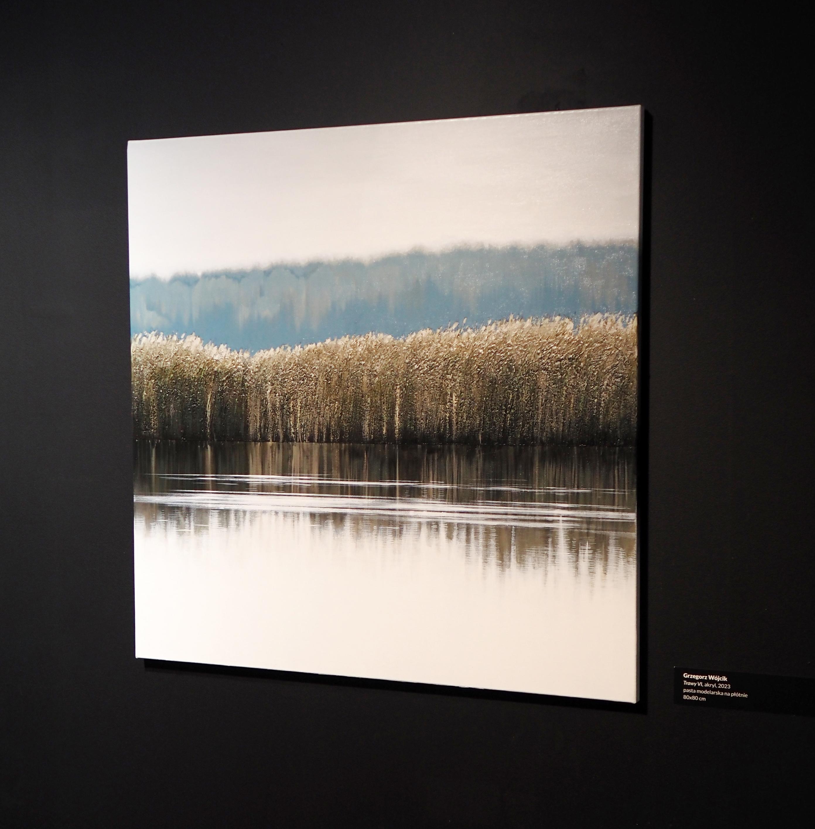 Gräser VI  - Contemporary Atmospheric and Modern Lake, Seascape Painting im Angebot 3