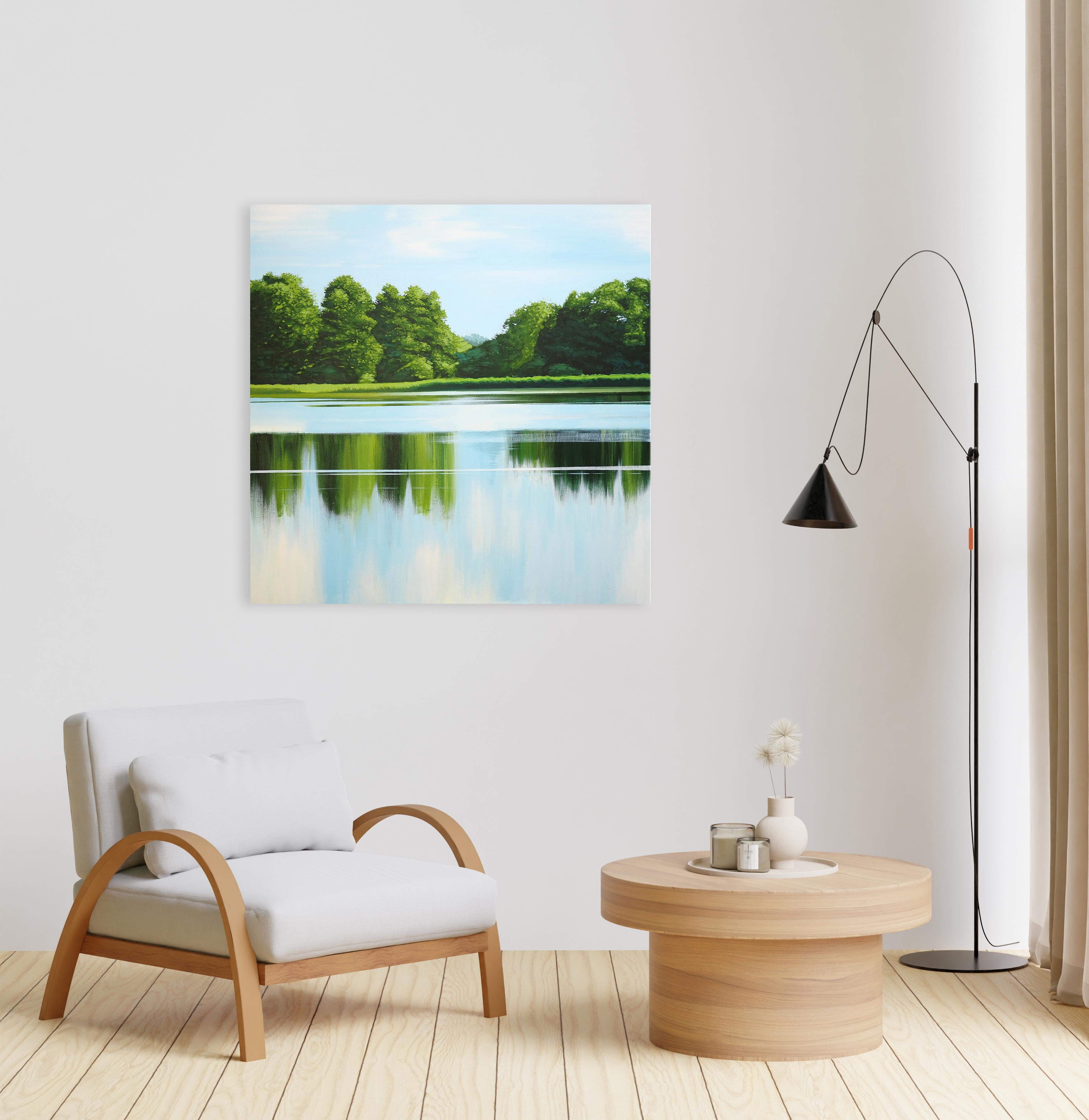 Landschaft VI  - Contemporary Atmospheric and Modern Lake, Seascape Painting im Angebot 1