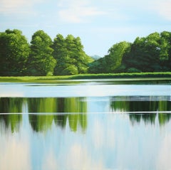 Landscape VI  - Contemporary Atmospheric and Modern Lake, Seascape Painting