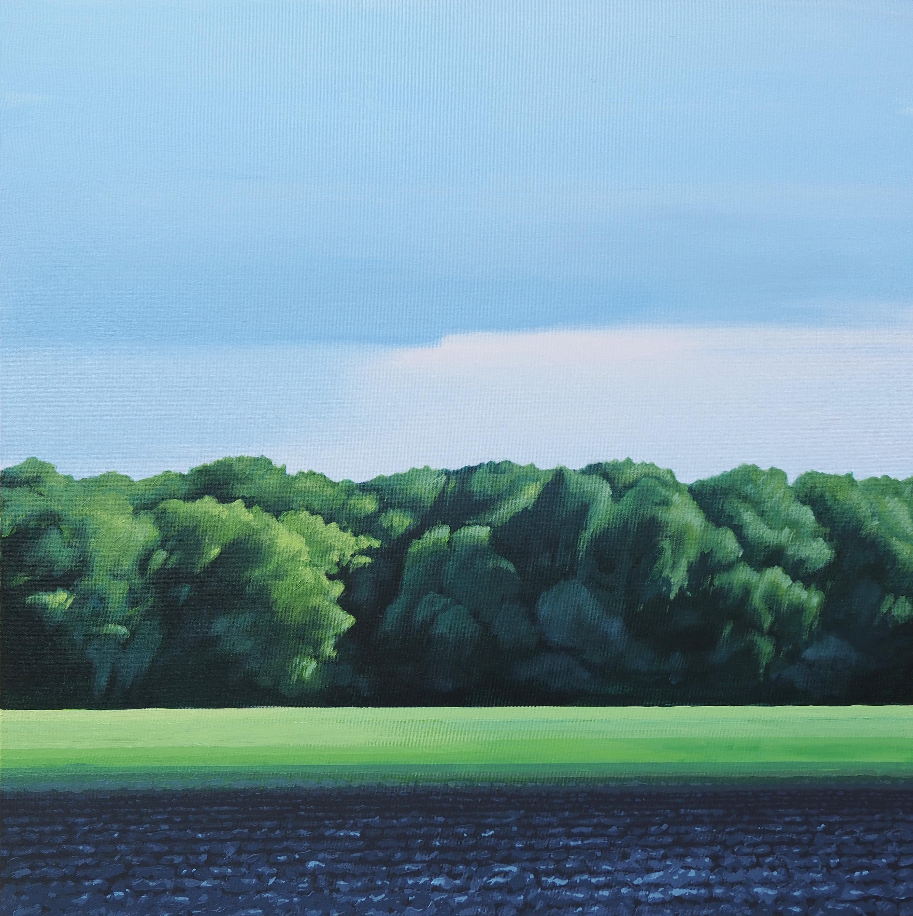 Grzegorz Wójcik Figurative Painting - Landscape VII - Contemporary Atmospheric and Modern Lake, Seascape Painting
