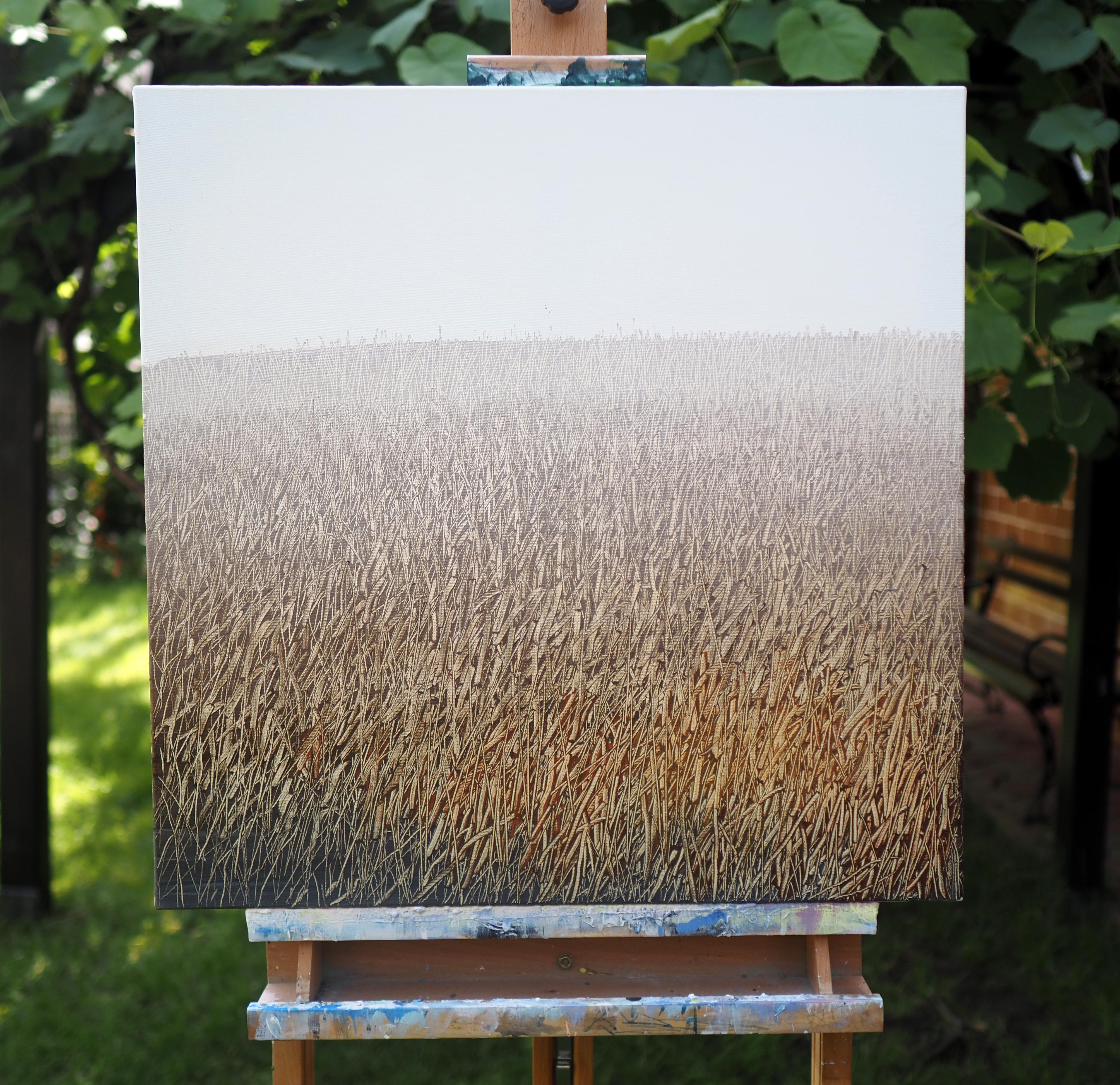 Lanscape VIII - Atmósfera Contemporánea y  Pintura contemplativa de la naturaleza - Landscape Painting Beige de Grzegorz Wójcik