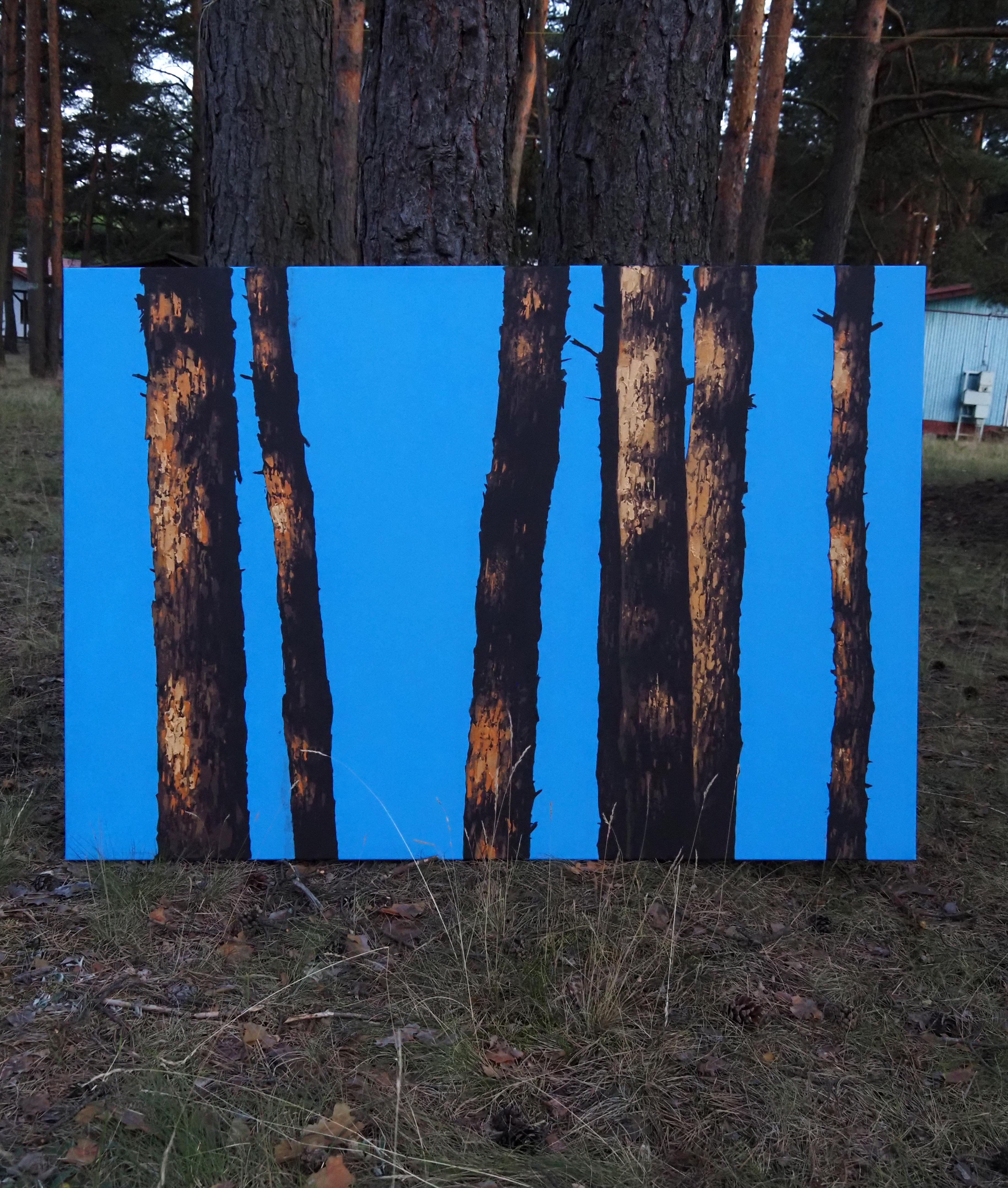 PINES (Sosny)  - Zeitgenössische atmosphärische Landschaften,  Moderne Seelandschaftsmalerei (Blau), Abstract Painting, von Grzegorz Wójcik