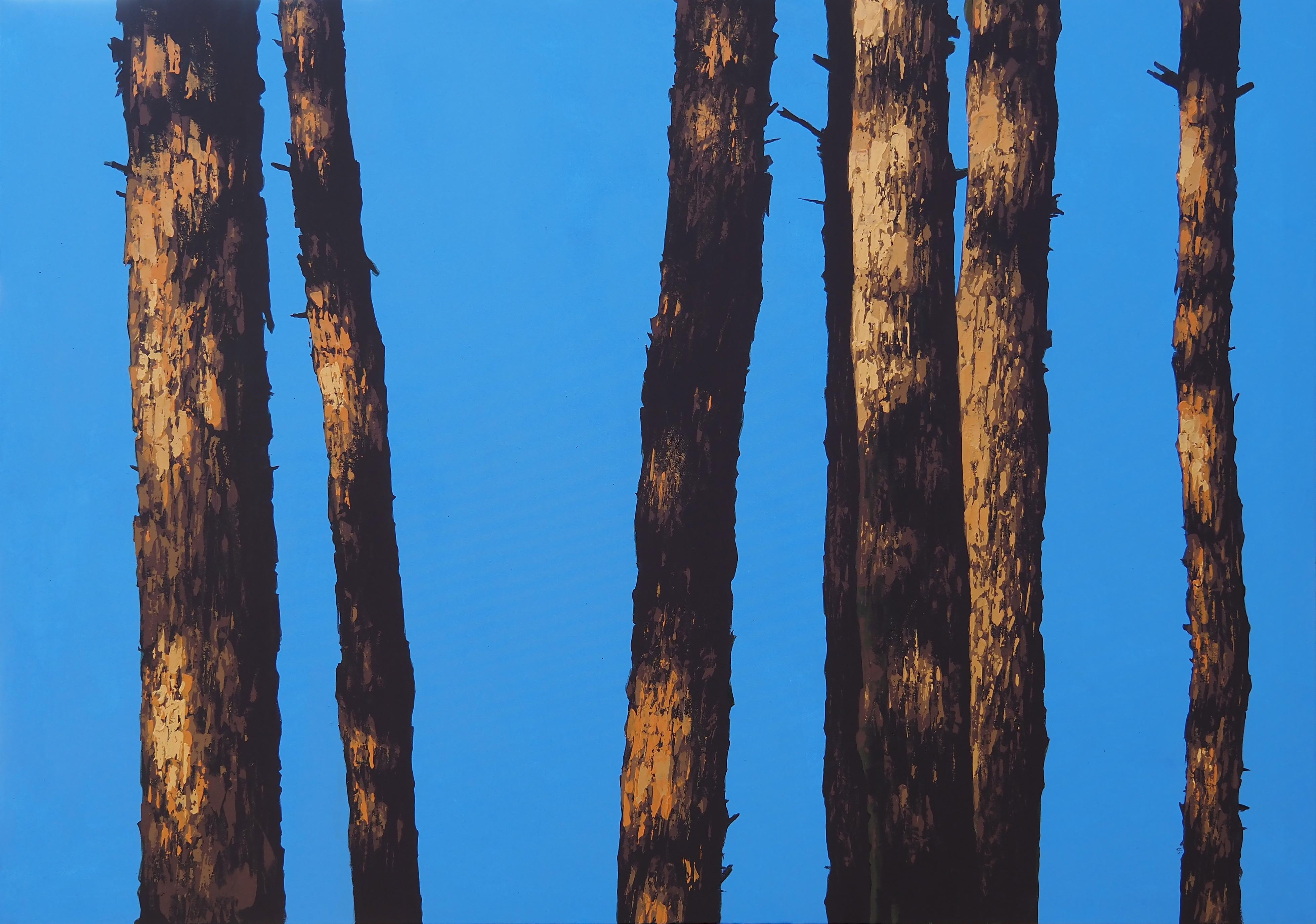 PINES (Sosny)  - Contemporary Atmospheric Landscape,  Modern Forest  Painting