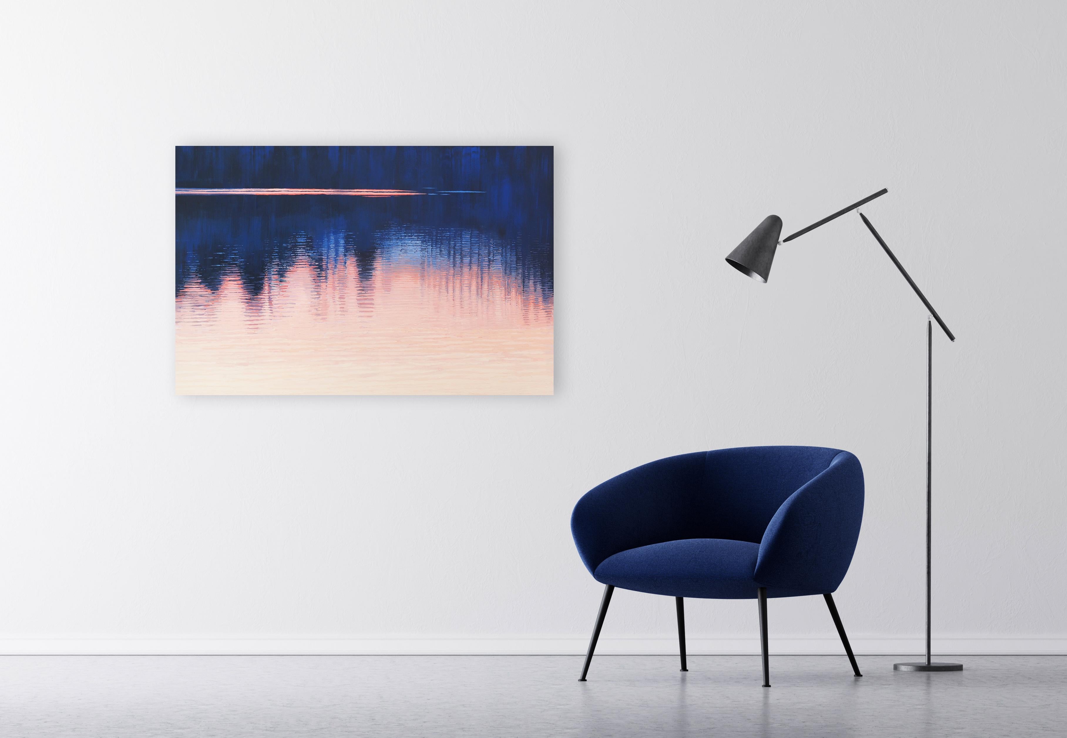 REFLEXIONS 6 - Paysage atmosphérique contemporain,  Peinture moderne de paysage marin - Painting de Grzegorz Wójcik
