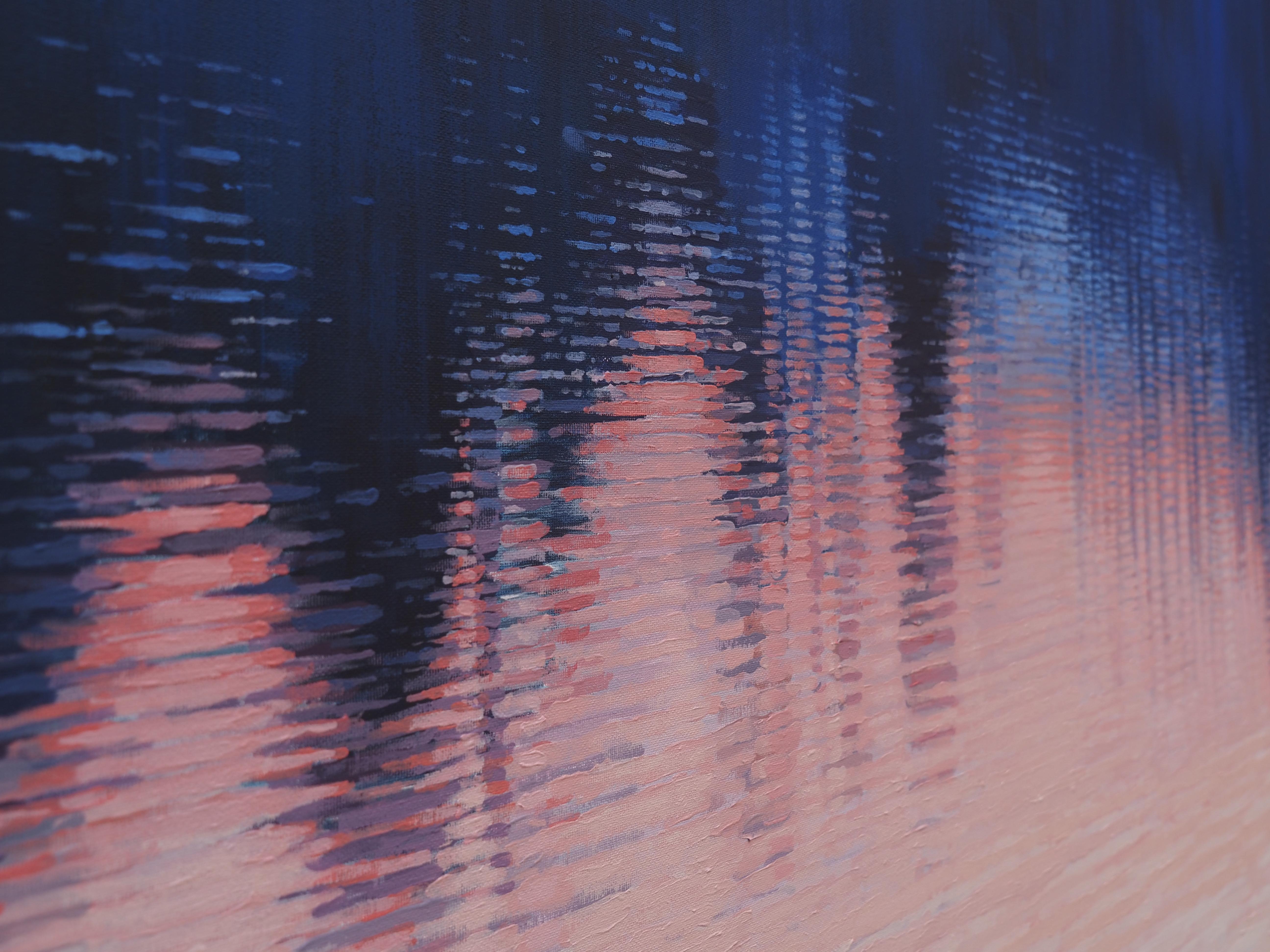 REFLEXIONS 6 - Paysage atmosphérique contemporain,  Peinture moderne de paysage marin en vente 1