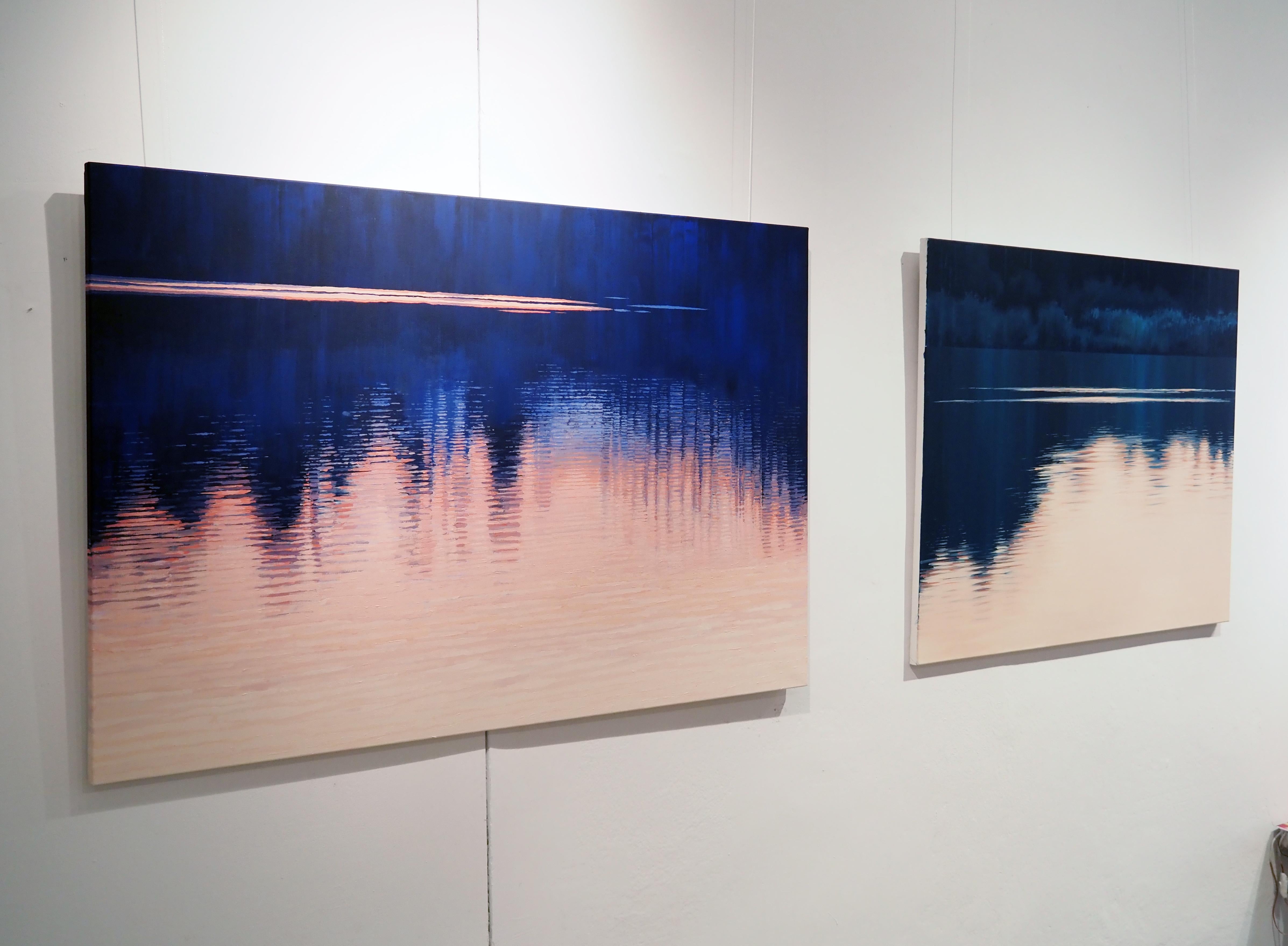 REFLEXIONS 6 - Paysage atmosphérique contemporain,  Peinture moderne de paysage marin en vente 2