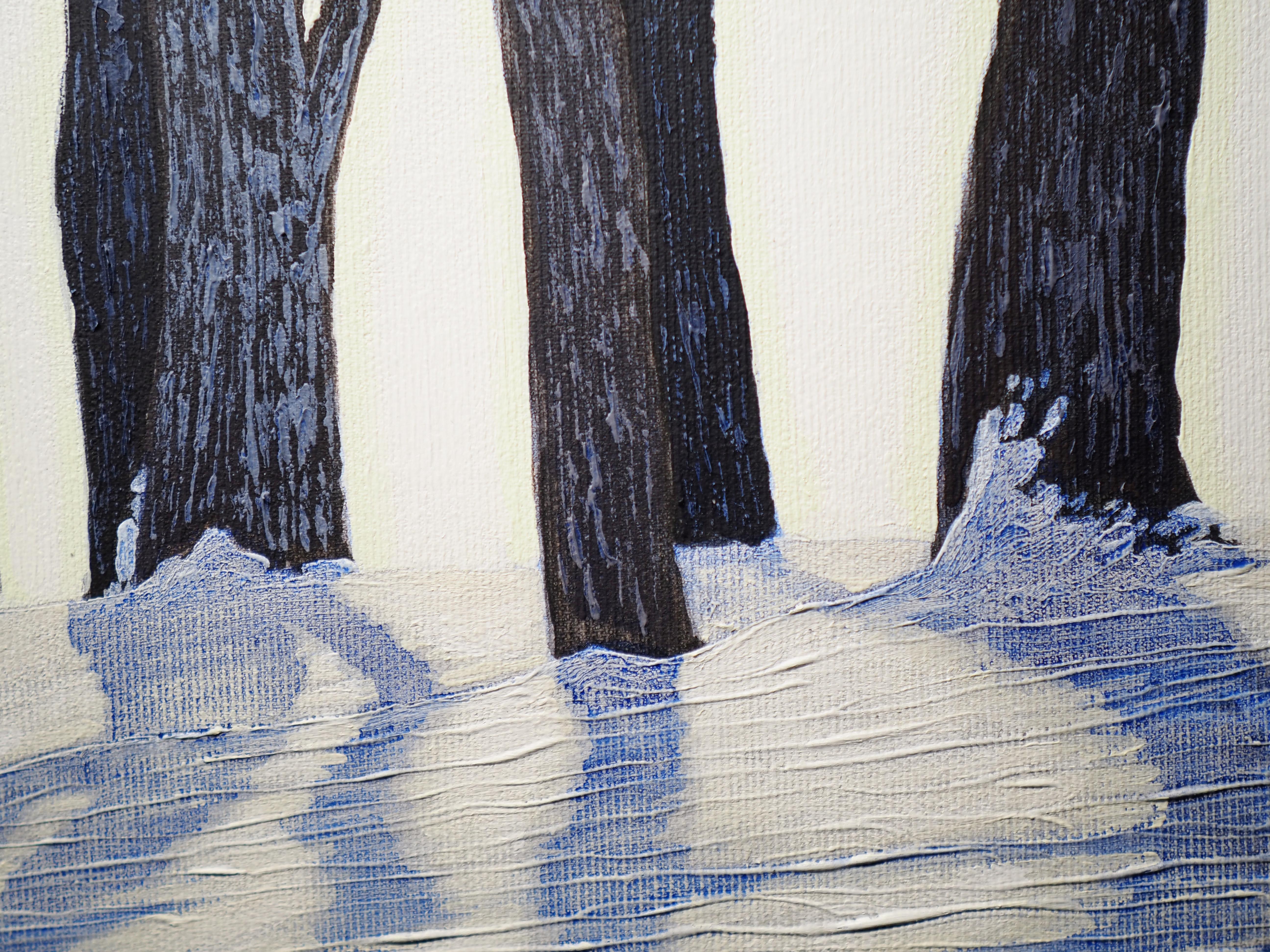 Kleine Winterlandschaft - Atmosphärische Nature Malerei, gerahmt im Angebot 10