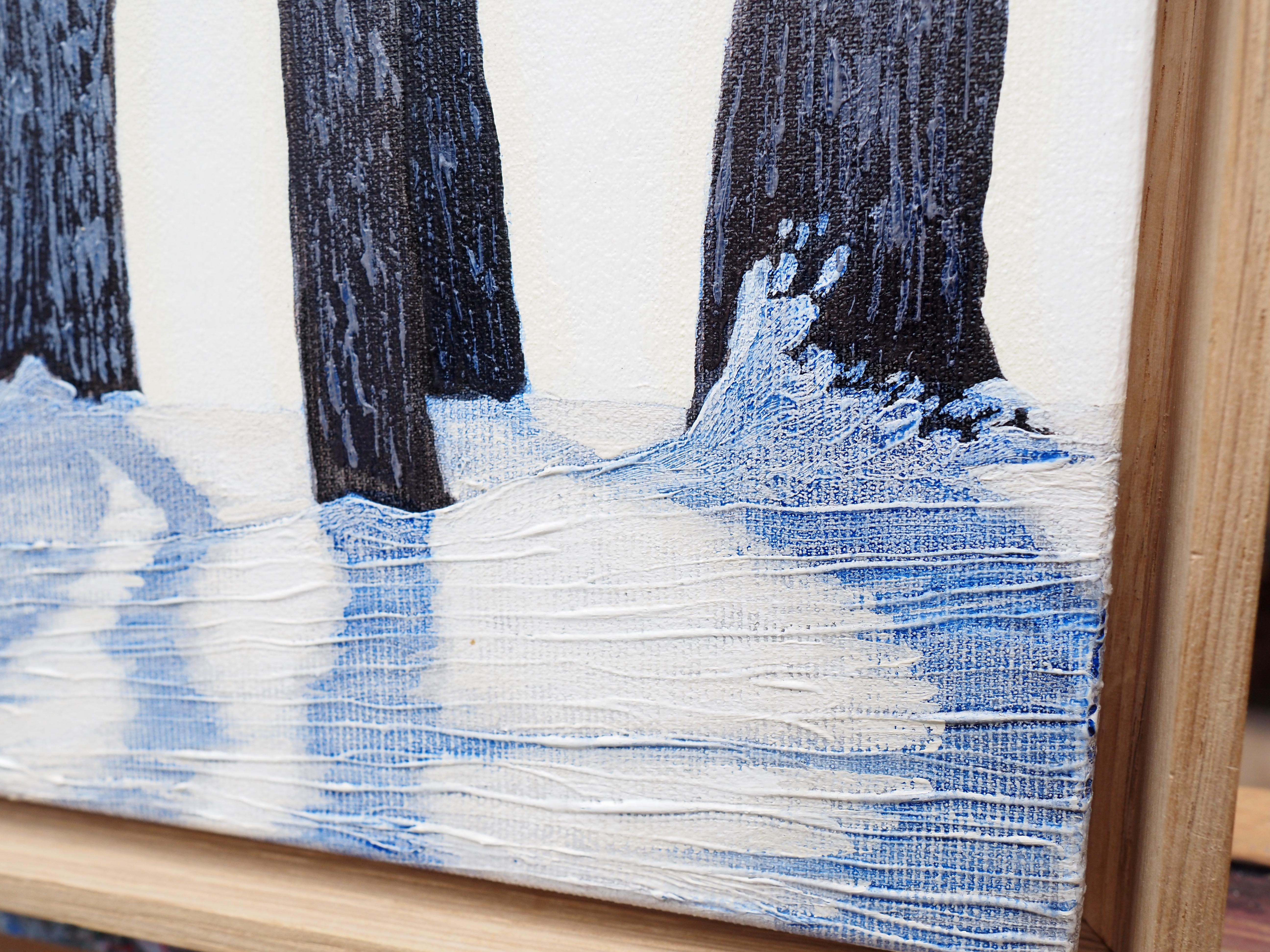 Kleine Winterlandschaft - Atmosphärische Nature Malerei, gerahmt im Angebot 11