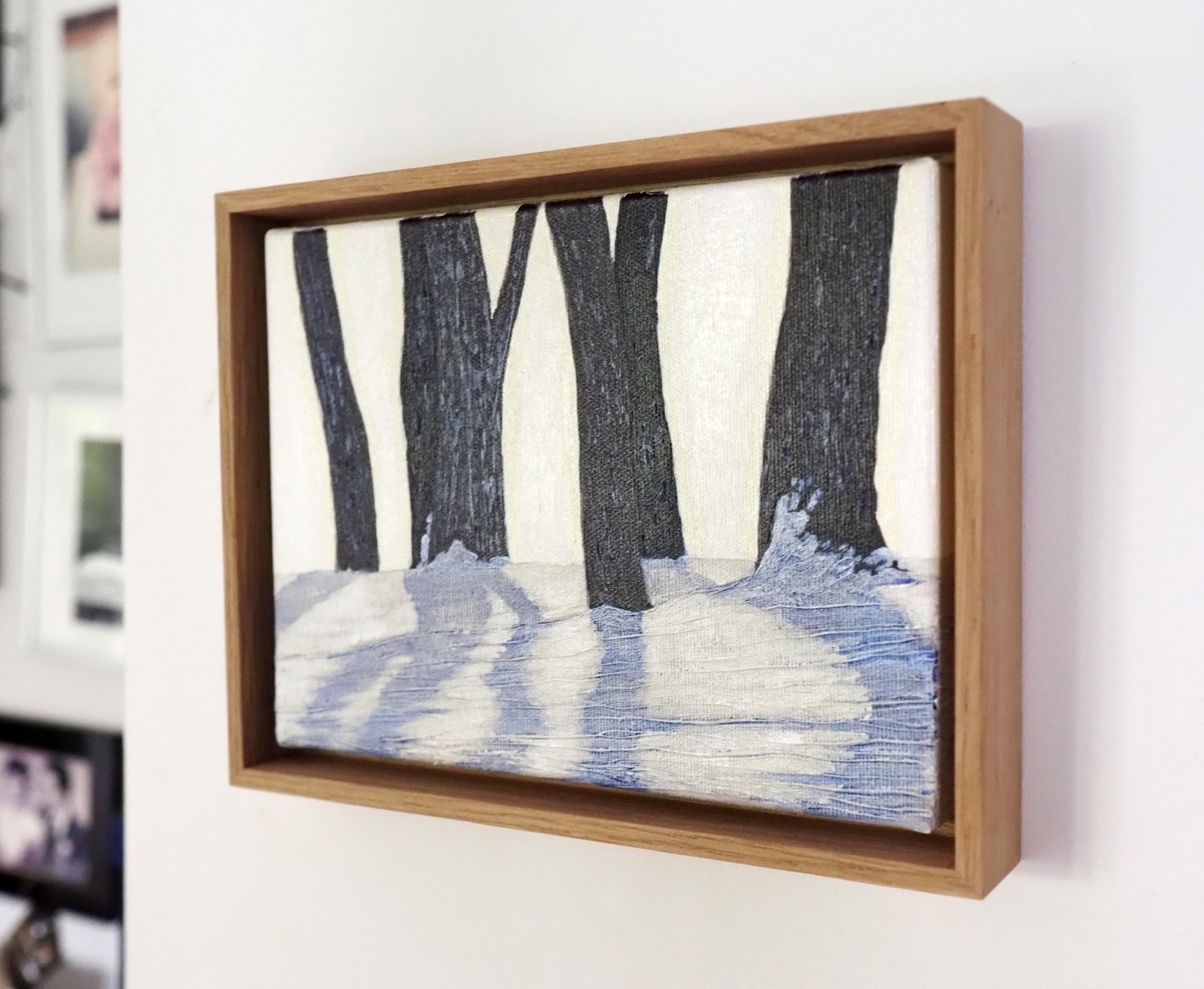 Kleine Winterlandschaft - Atmosphärische Nature Malerei, gerahmt (Grau), Figurative Painting, von Grzegorz Wójcik
