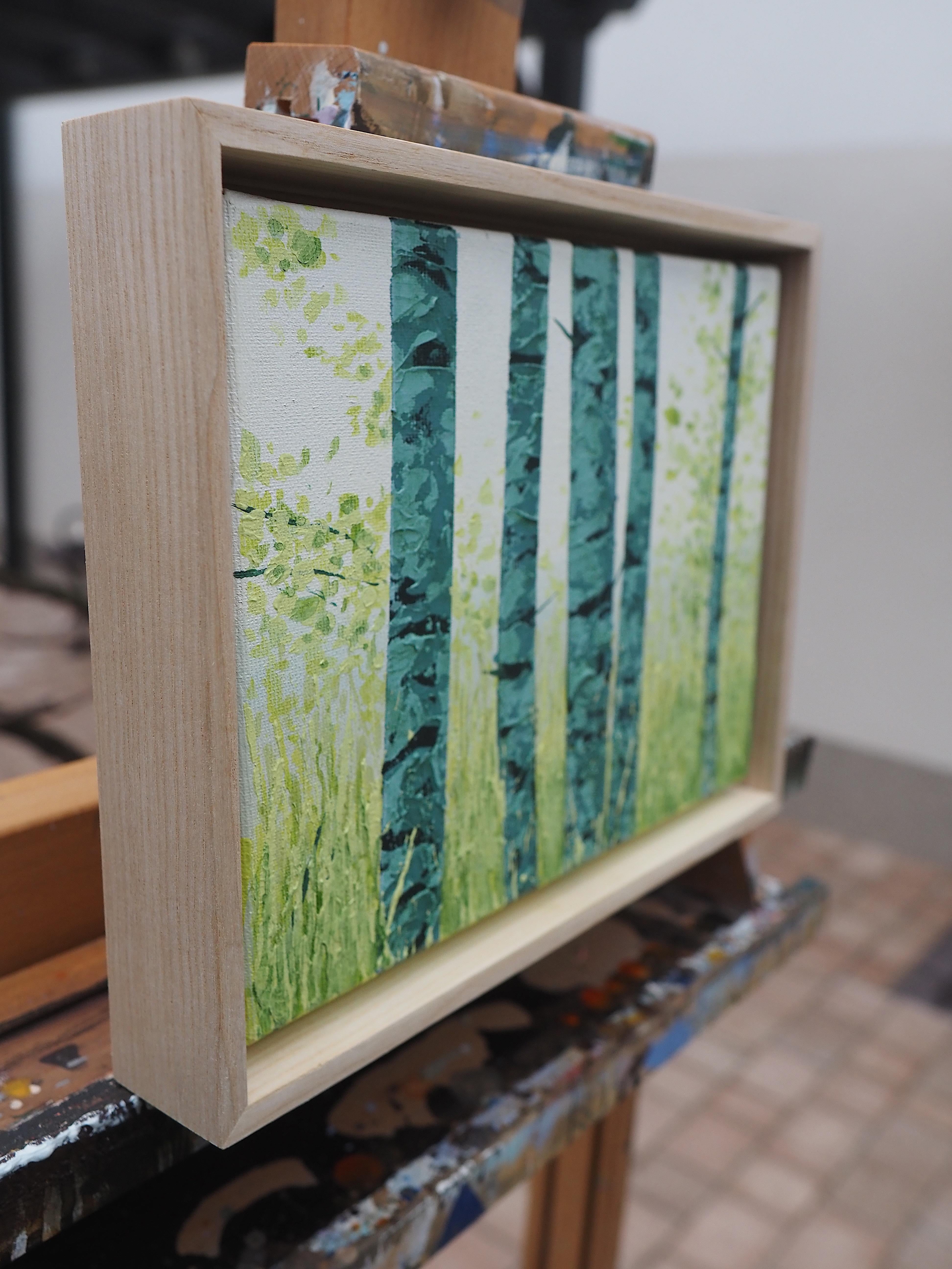 Summer Birches  - Atmospheric Nature Painting, Framed For Sale 2