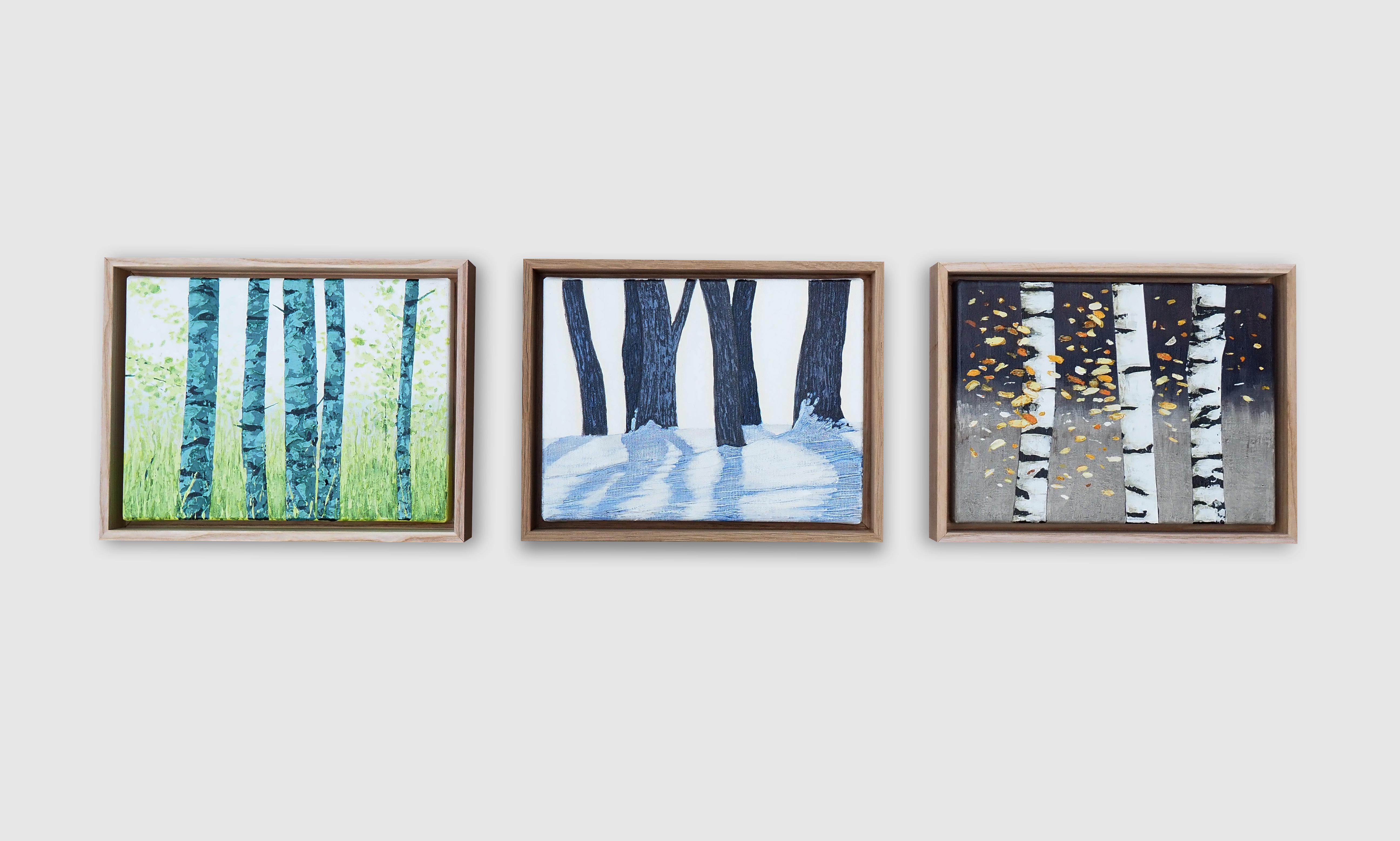 Summer Birches  - Atmospheric Nature Painting, Framed For Sale 5