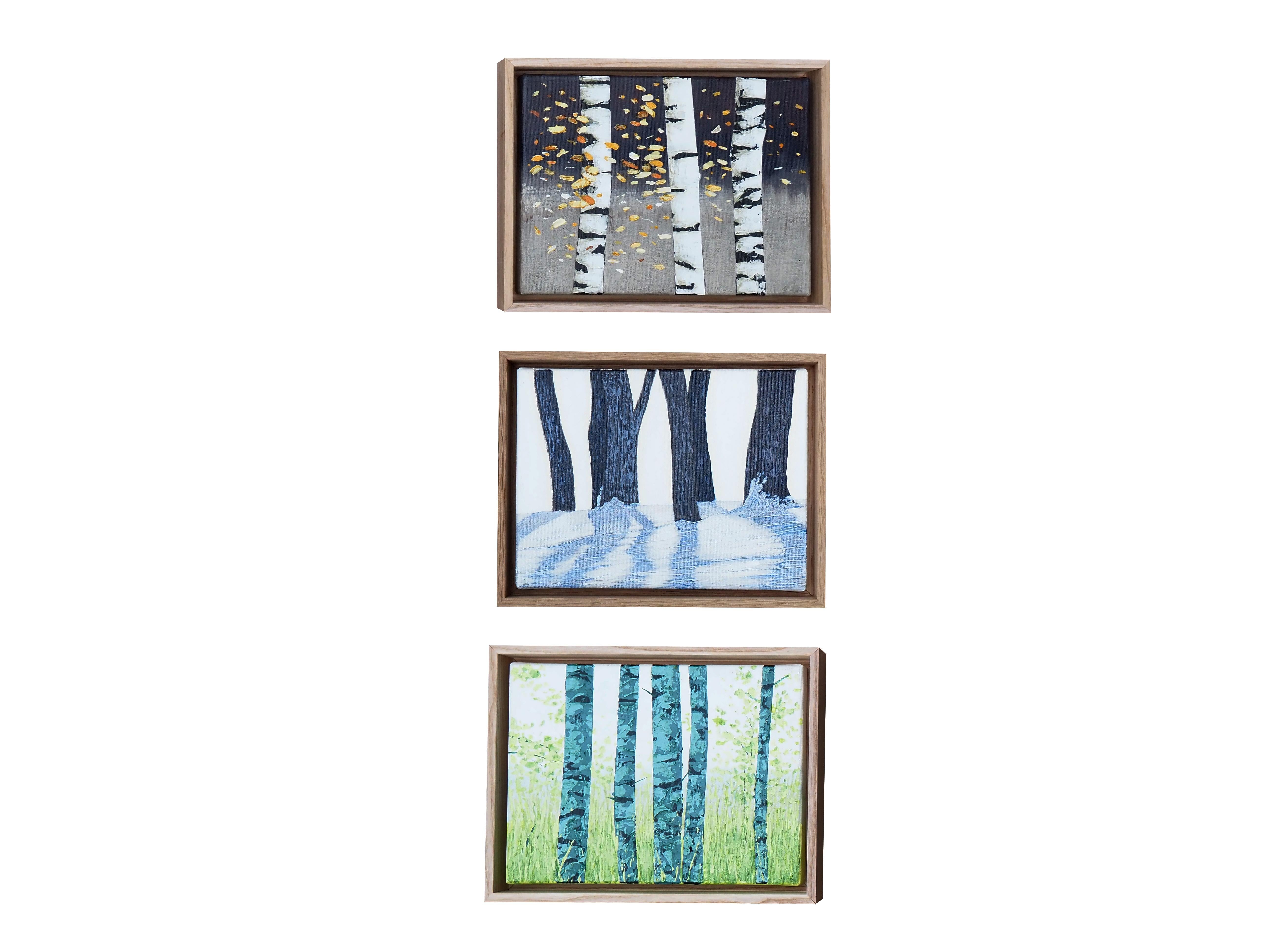 Summer Birches  - Atmospheric Nature Painting, Framed For Sale 6