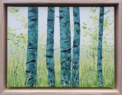 Summer Birches  - Atmospheric Nature Painting, Framed