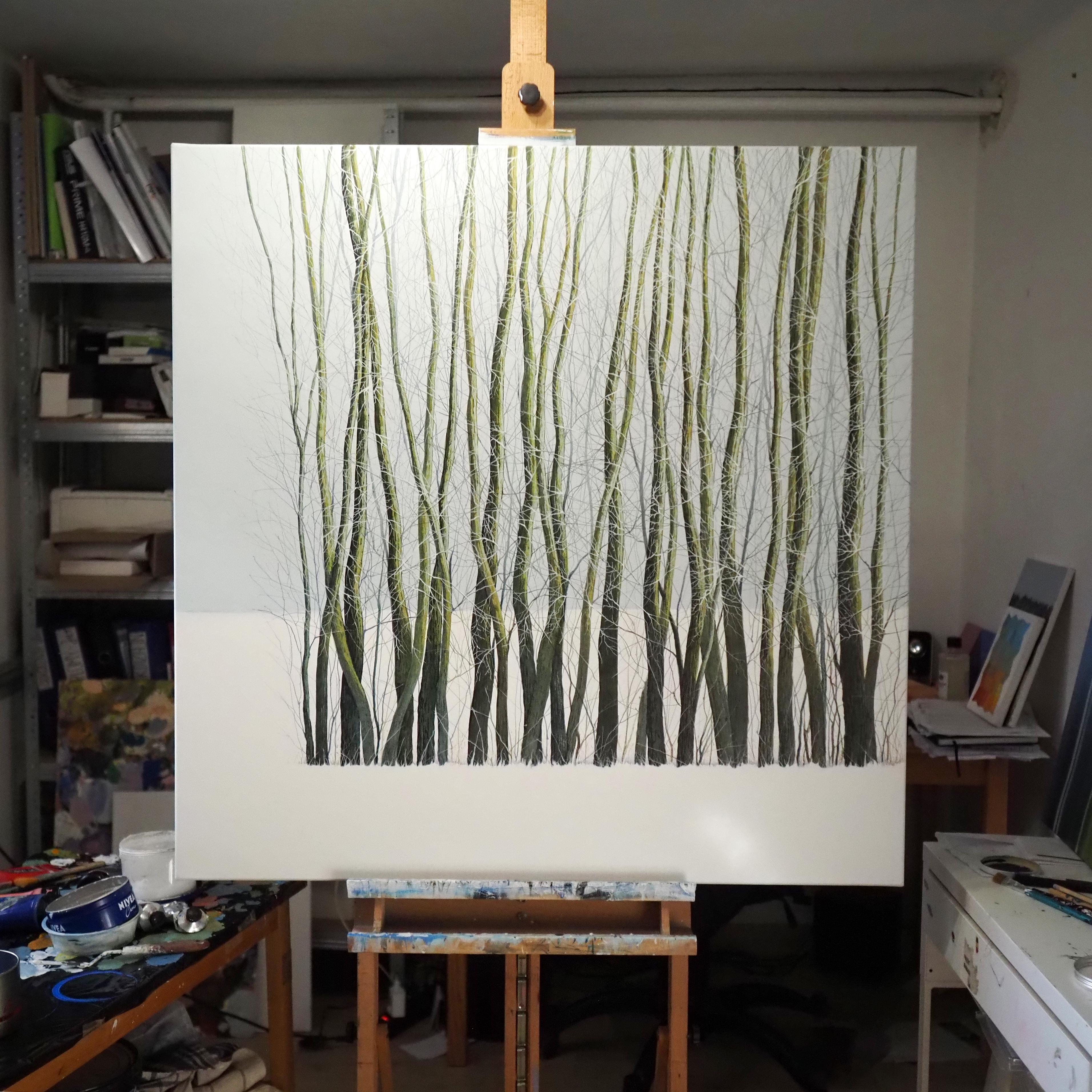TREES - Contemporary Atmospheric and Modern Nature Painting For Sale 4