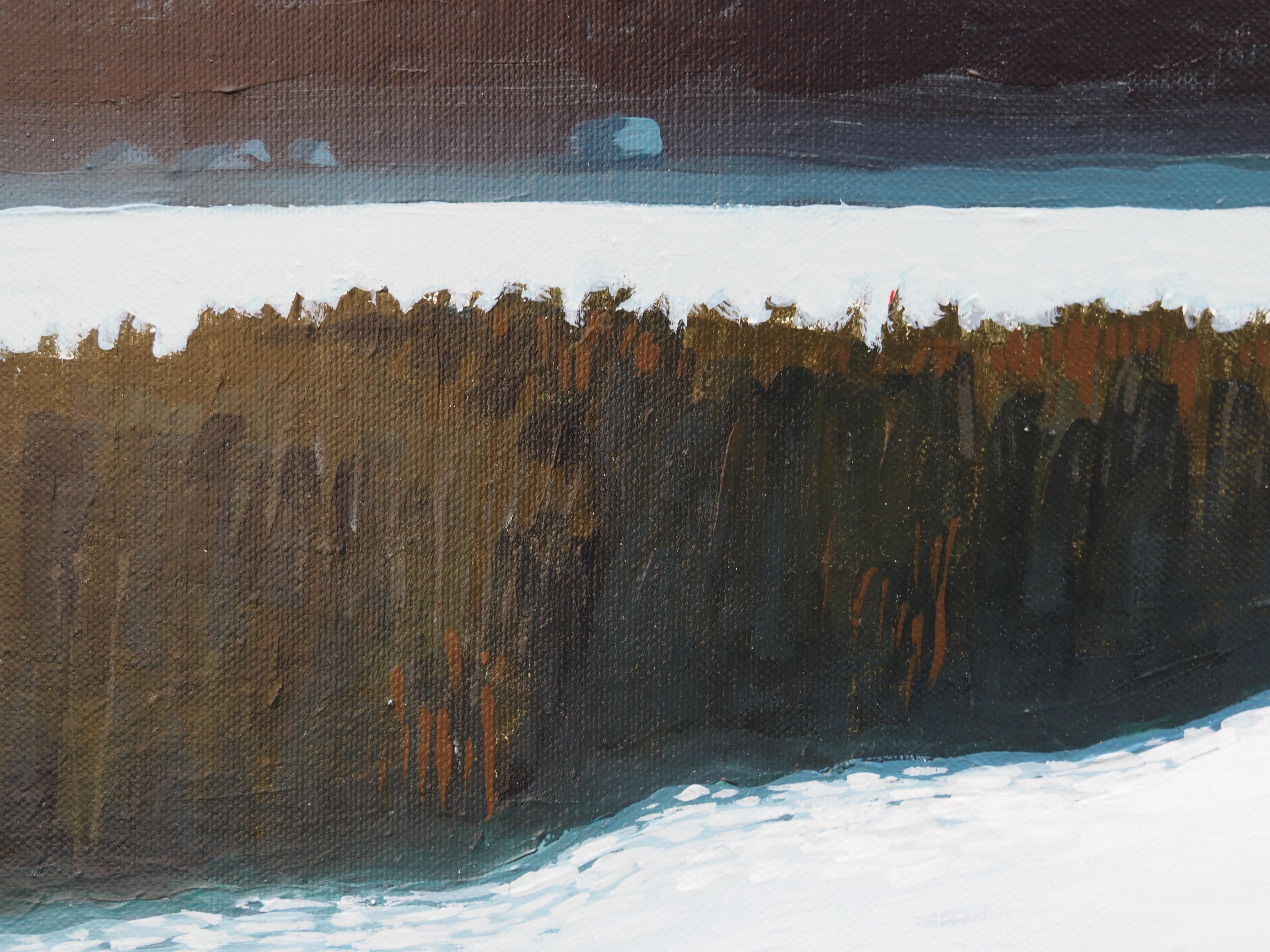 Sin título 1 - Paisaje fluvial atmosférico contemporáneo,  Pintura moderna sobre la naturaleza - Painting Contemporáneo de Grzegorz Wójcik