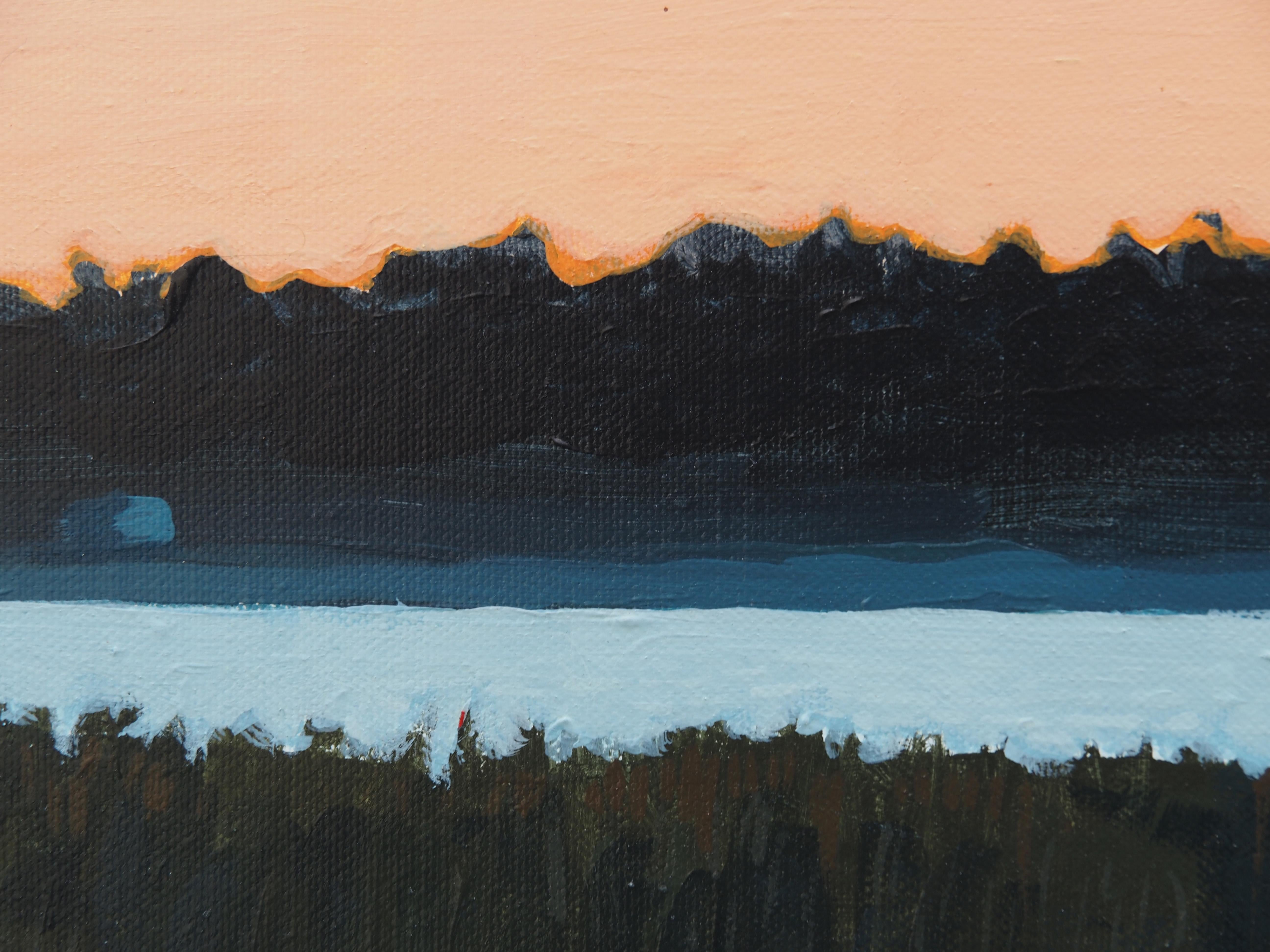 Sin título 1 - Paisaje fluvial atmosférico contemporáneo,  Pintura moderna sobre la naturaleza - Landscape Painting Negro de Grzegorz Wójcik