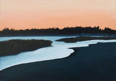 Sans titre 1 - Paysage fluvial atmosphérique contemporain,  Peinture - Nature moderne