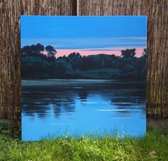 Vistula River IV  - Contemporary Atmospheric and Modern Riverscape Painting
