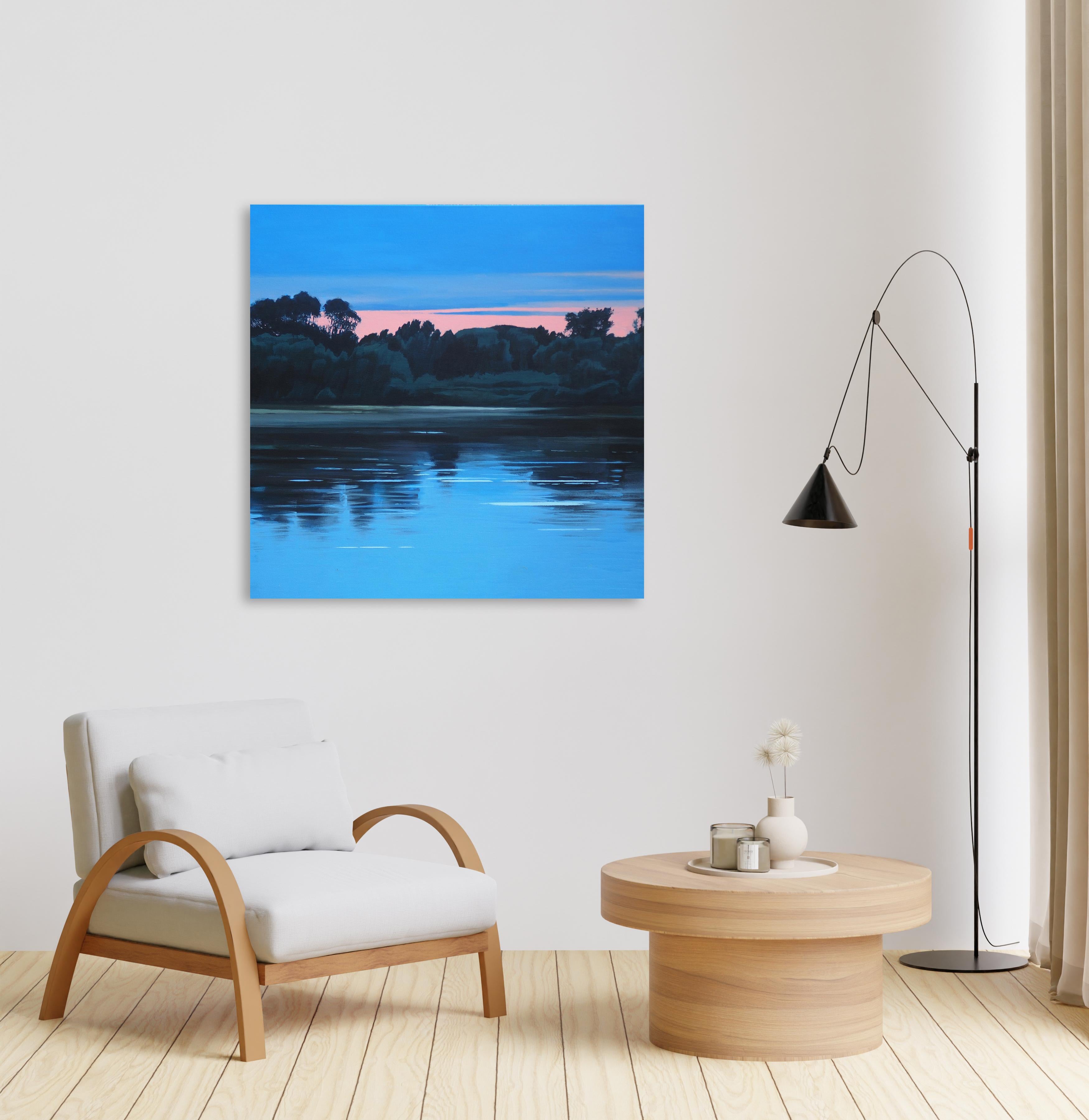 Vistula River IV  - Contemporary Atmospheric and Modern Riverscape Painting For Sale 2