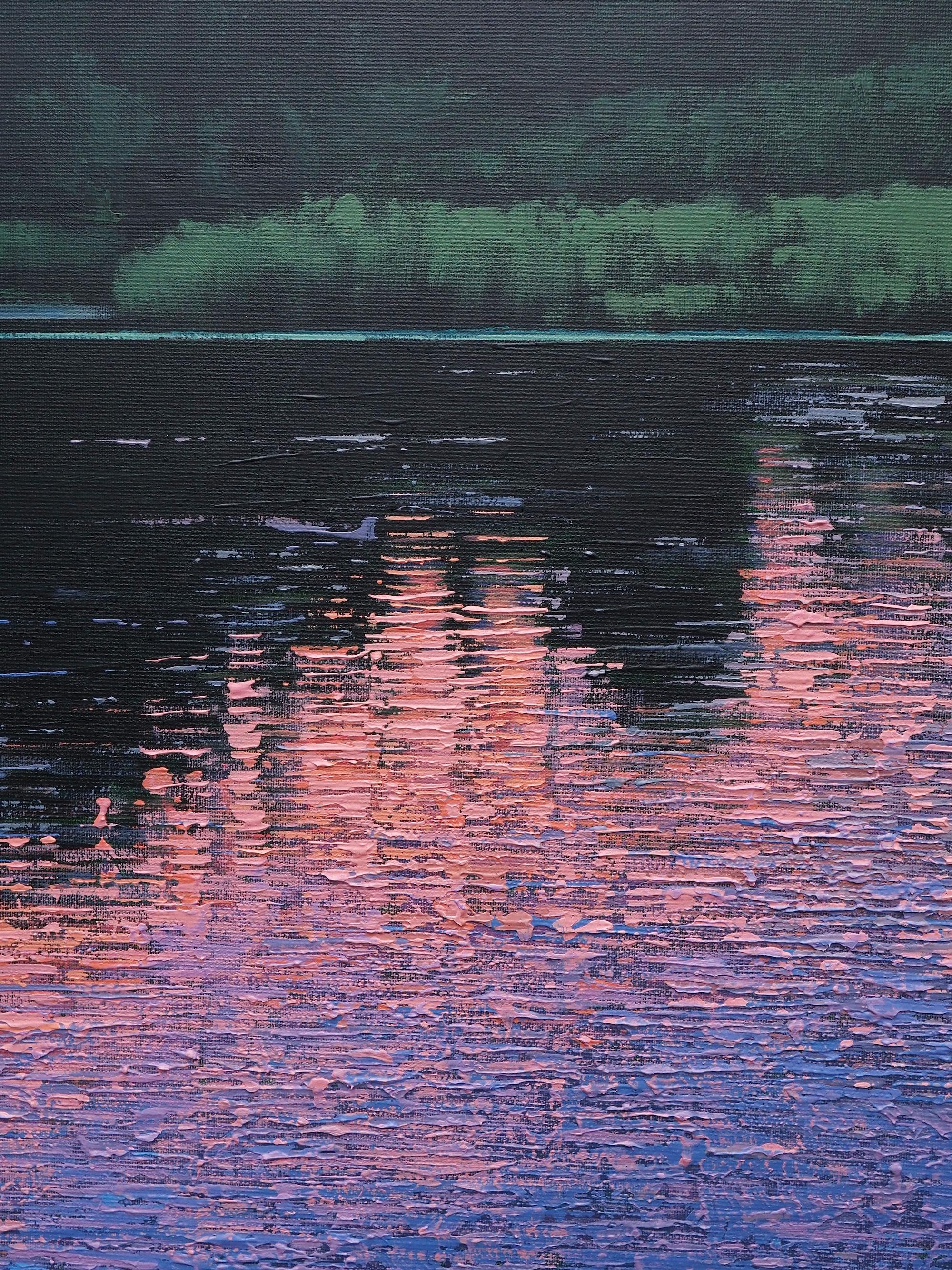 Vistula X  -  Modern Contemporary Atmospheric Landscape - Purple Landscape Painting by Grzegorz Wójcik