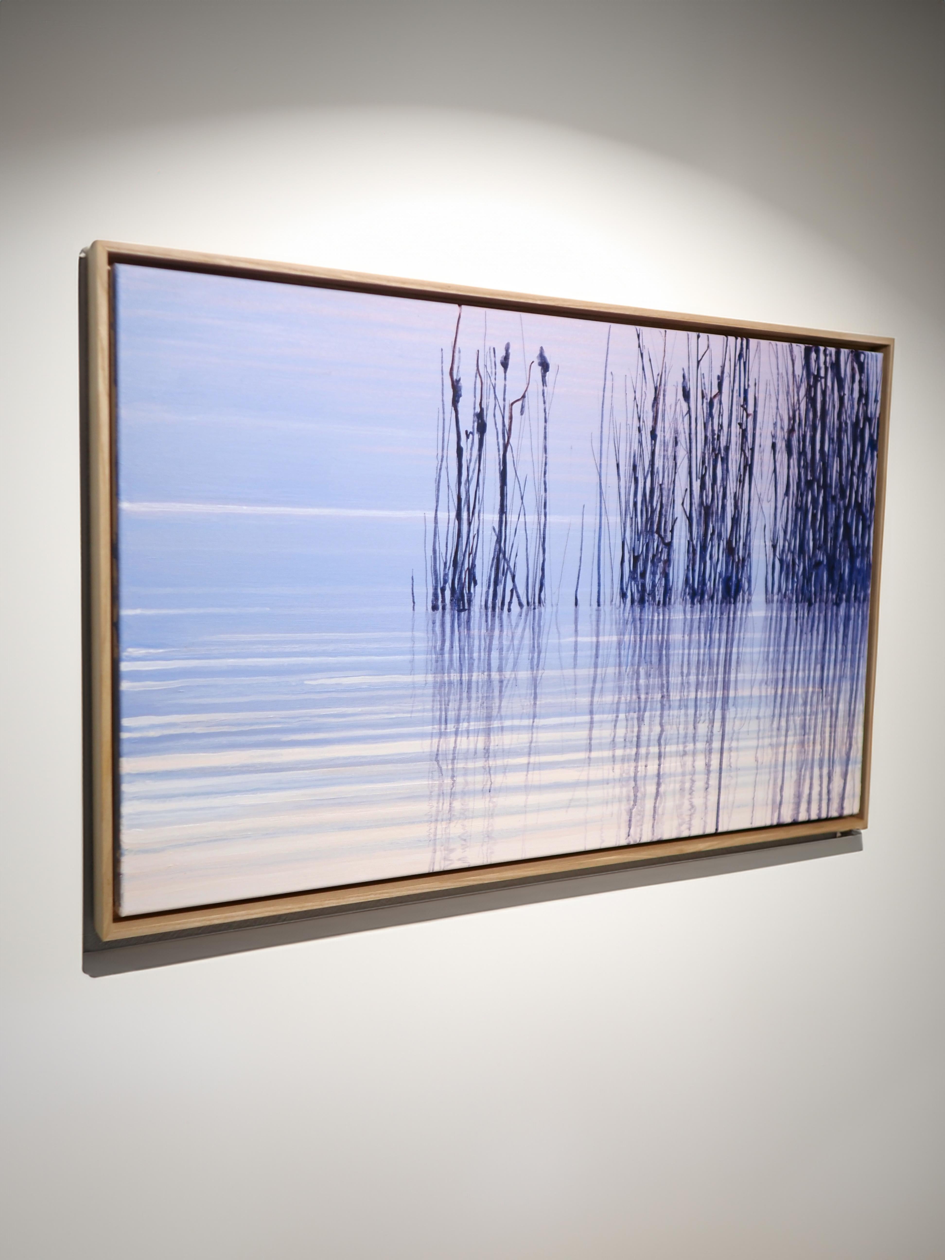 Reflecteur d'eau I,  Des roseaux dans l'eau - Paysage moderne contemporain et atmosphérique en vente 3