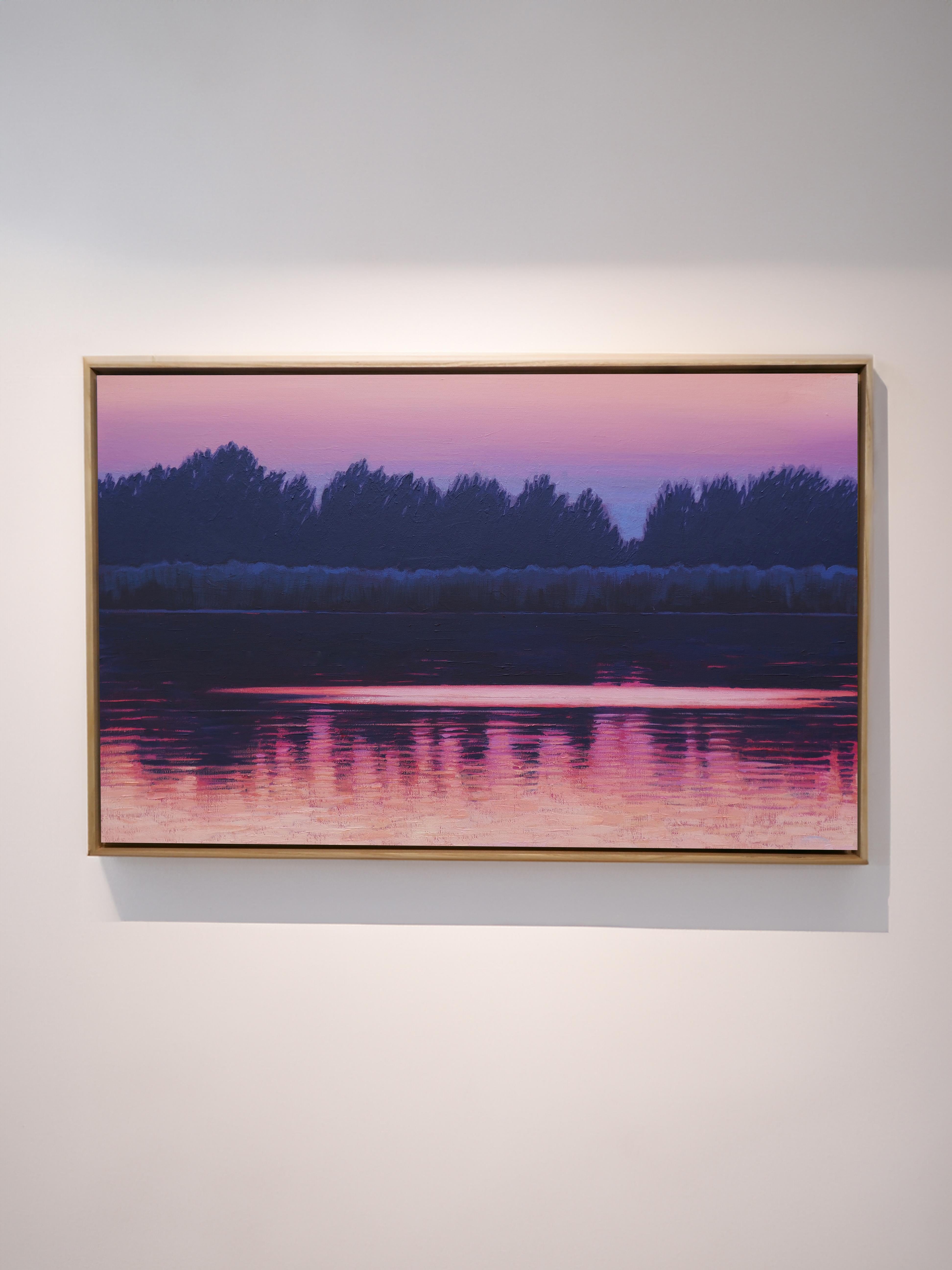 Reflejo del Agua VIII - Paisaje Moderno Atmosférico Contemporáneo - Painting de Grzegorz Wójcik