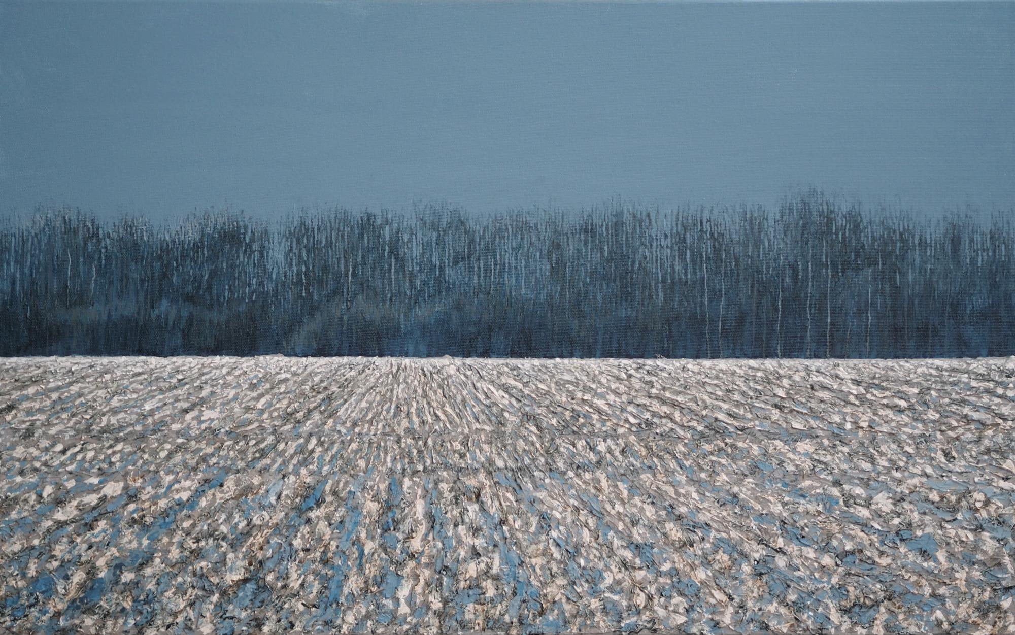 Grzegorz Wójcik Figurative Painting – WINTER LANDSCAPE 6 – zeitgenössische atmosphärische Landschaft,  Modernes modernes Naturgemälde