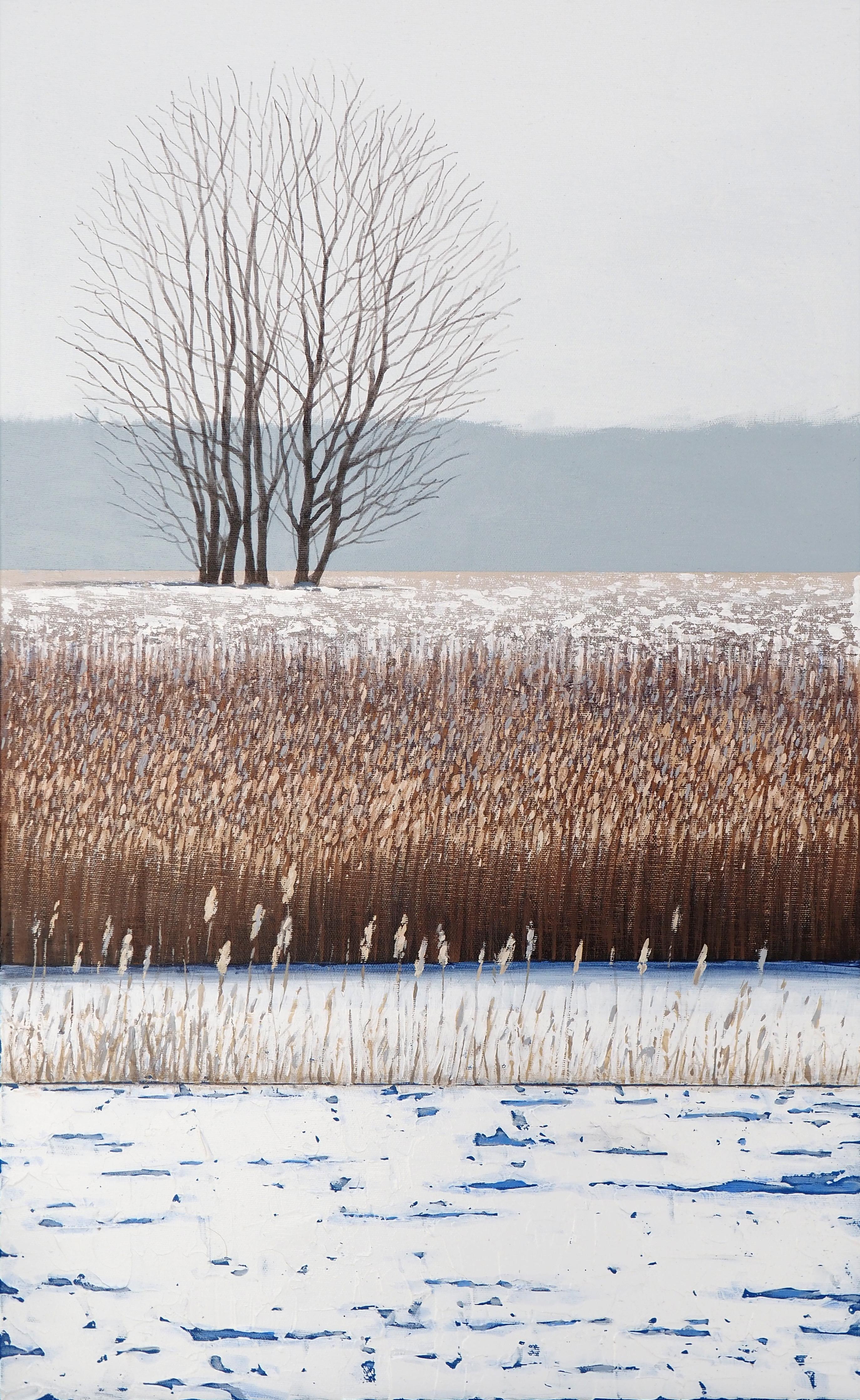 PAISAJE INVERNAL XI - Atmósfera Contemporánea,  Pintura moderna sobre la naturaleza - Painting de Grzegorz Wójcik