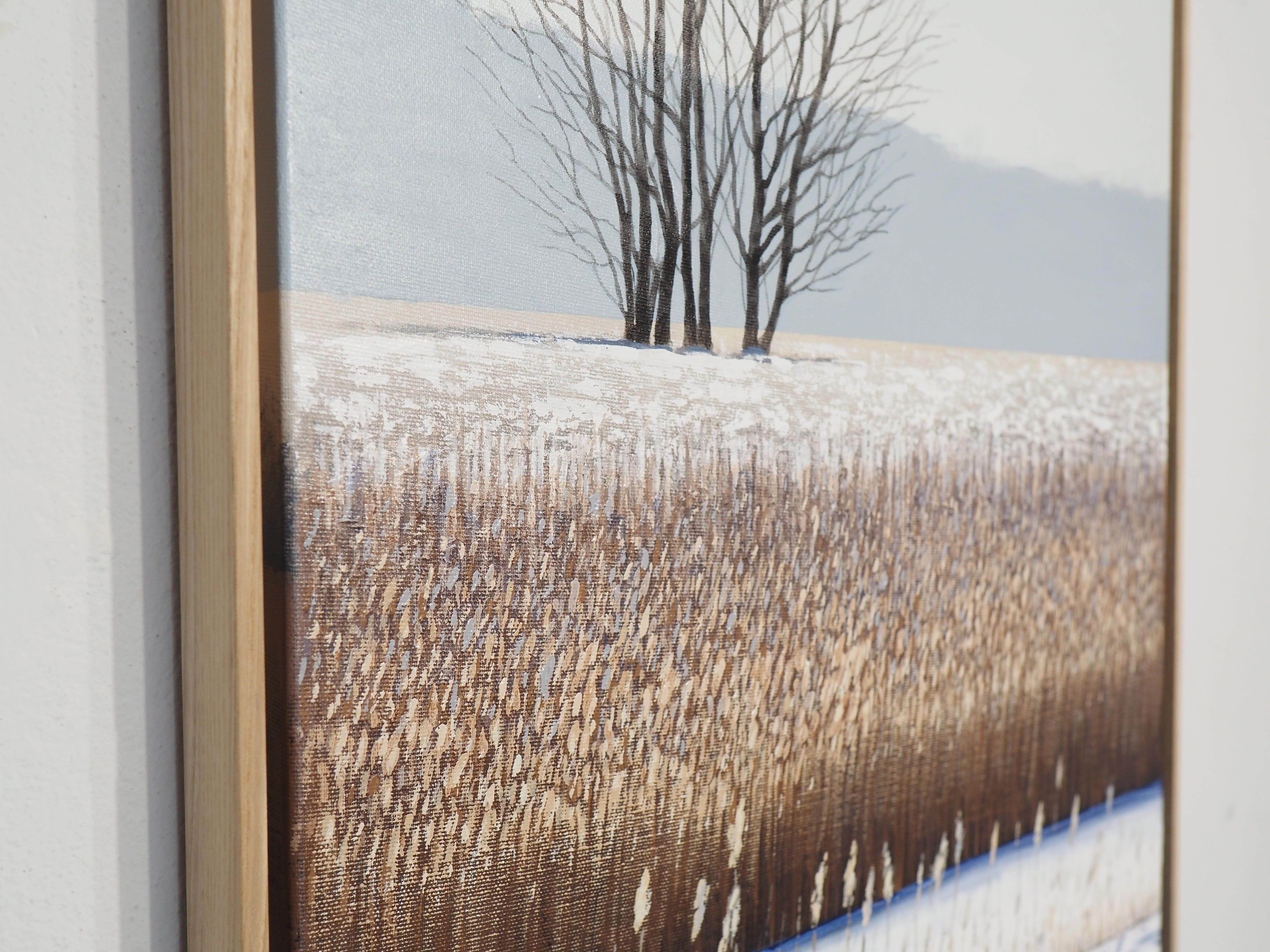 PAISAJE INVERNAL XI - Atmósfera Contemporánea,  Pintura moderna sobre la naturaleza - Landscape Painting Gris de Grzegorz Wójcik