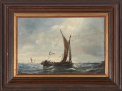 G.S - Framed Early 20th Century Oil, Netherlands Sailing Barge
