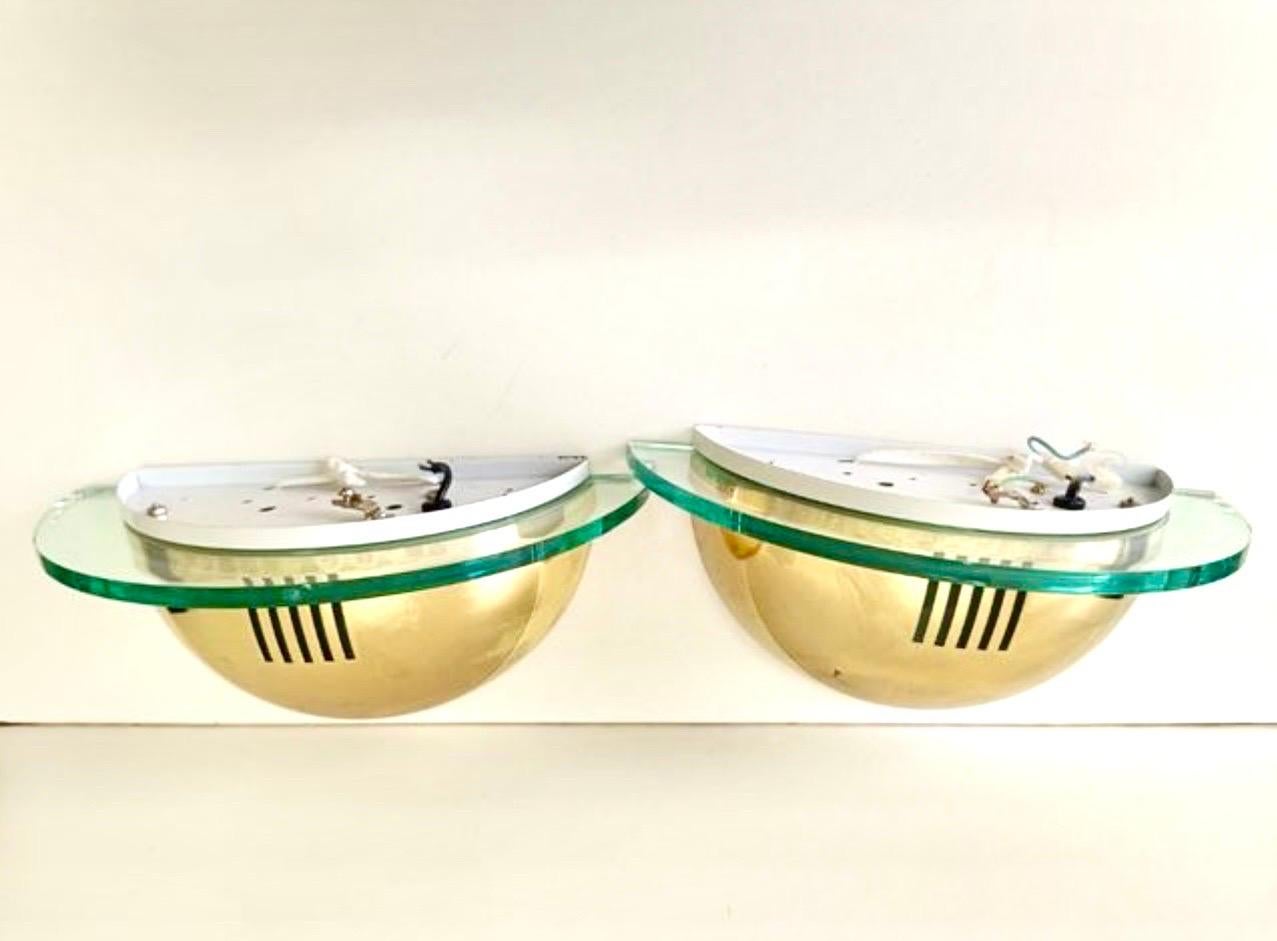 Luminaire mural GS Verre et laiton Memphis Design, années 1980 Bon état - En vente à La xara, VC