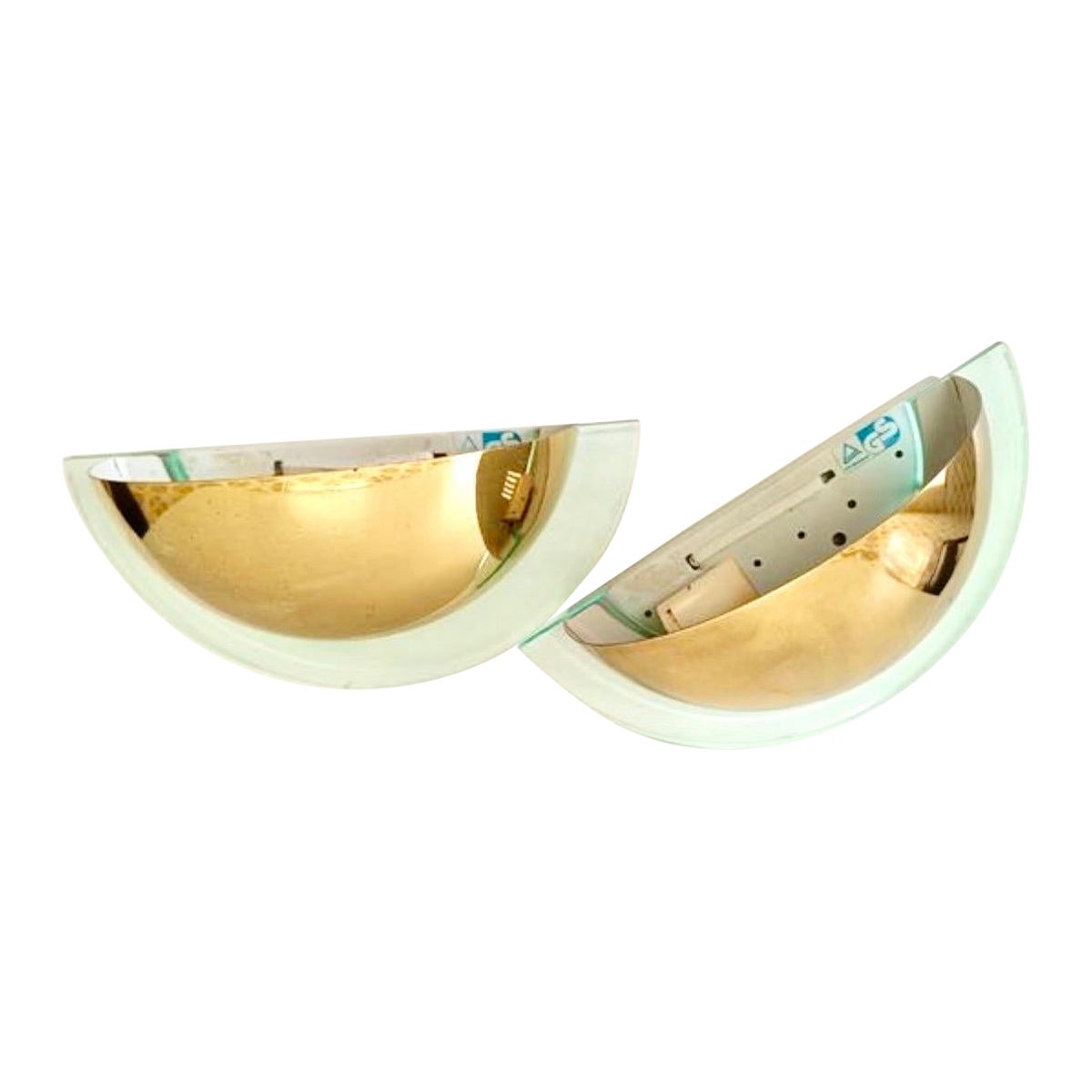GS wall lighting Glass with brass Memphis Design, 1980s For Sale