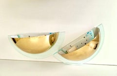 Luminaire mural GS Verre et laiton Memphis Design, années 1980