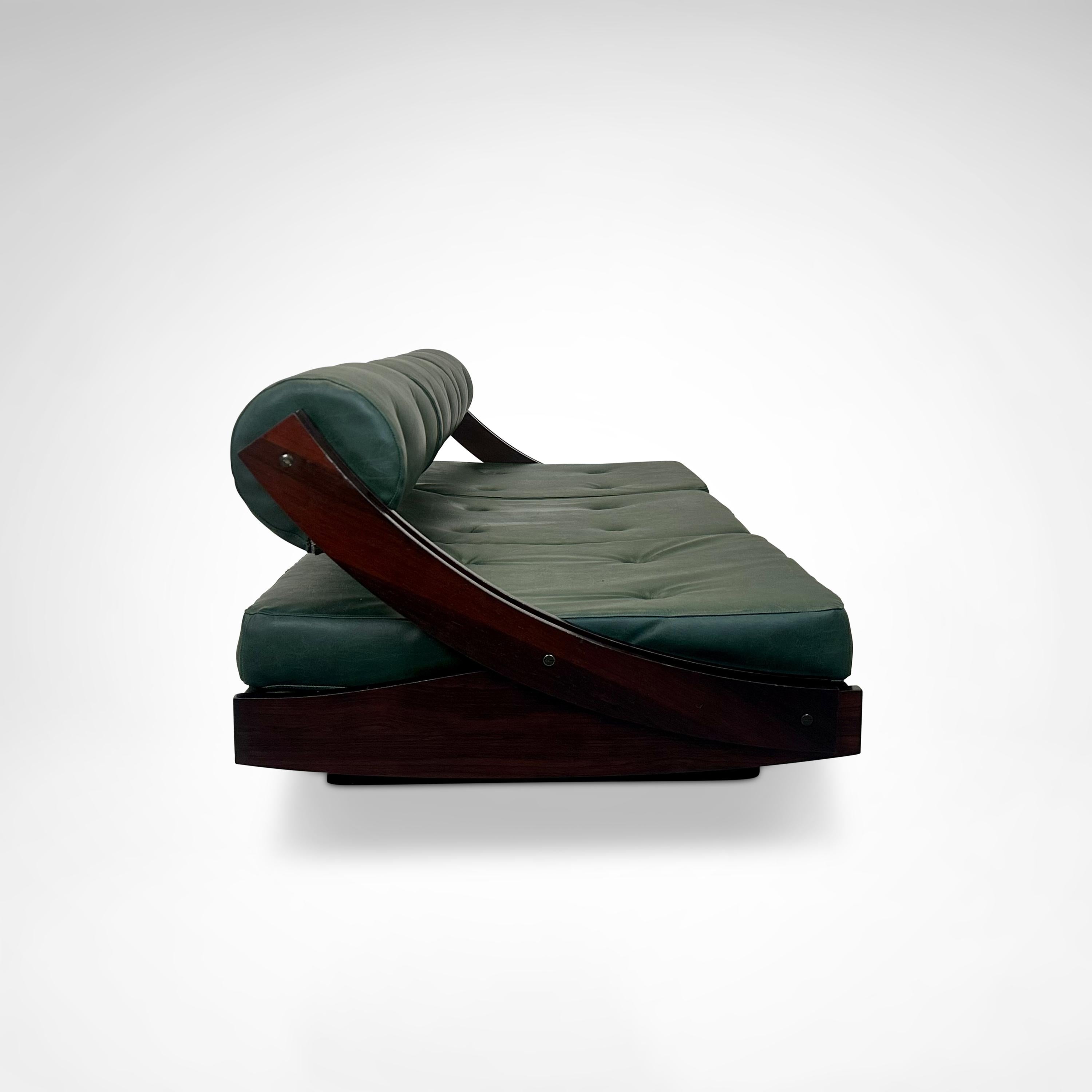 GS195 Letto da giorno in palissandro e pelle Gianni Songia per Sormani 1960s In condizioni buone in vendita a Sas van Gent, NL