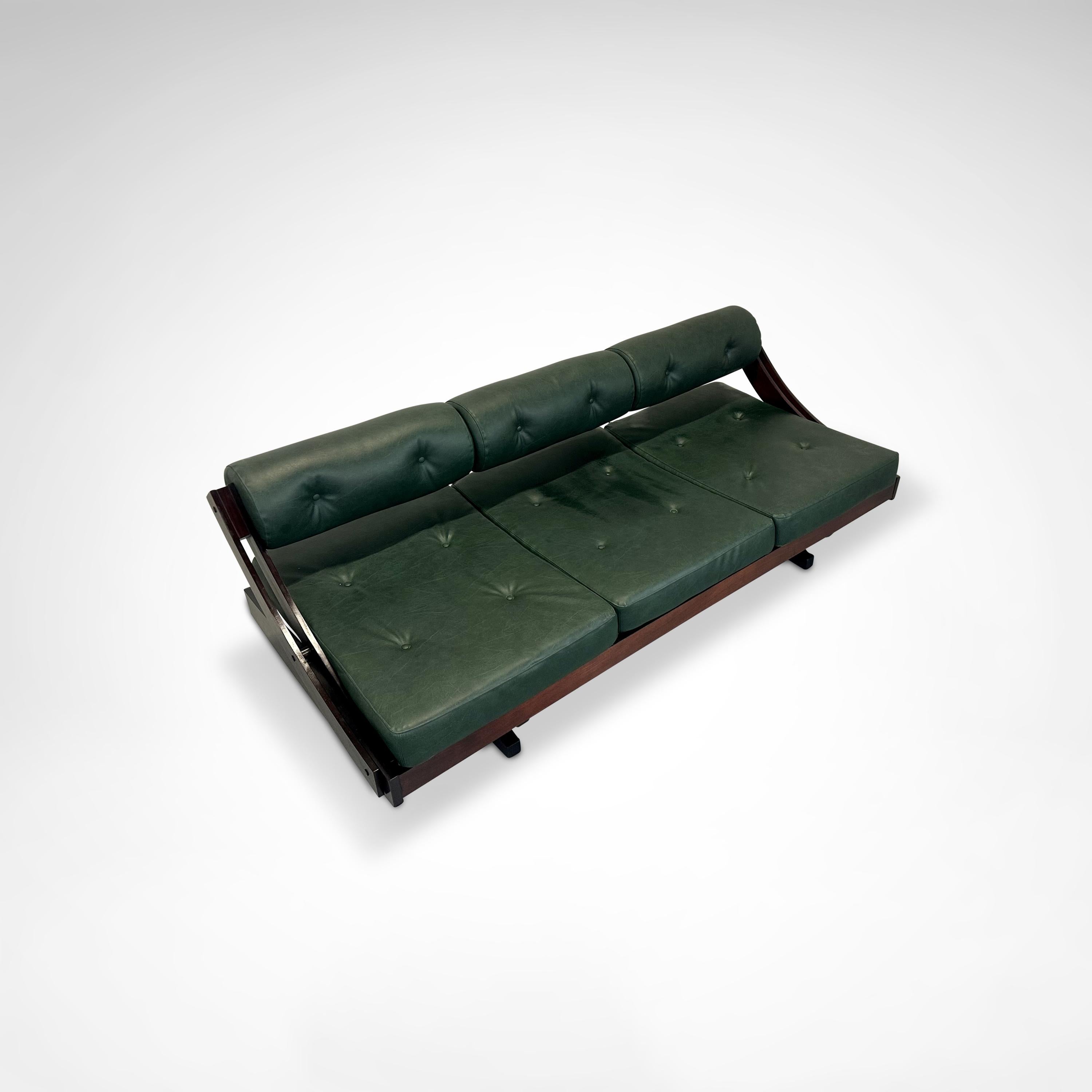Metà XX secolo GS195 Letto da giorno in palissandro e pelle Gianni Songia per Sormani 1960s in vendita