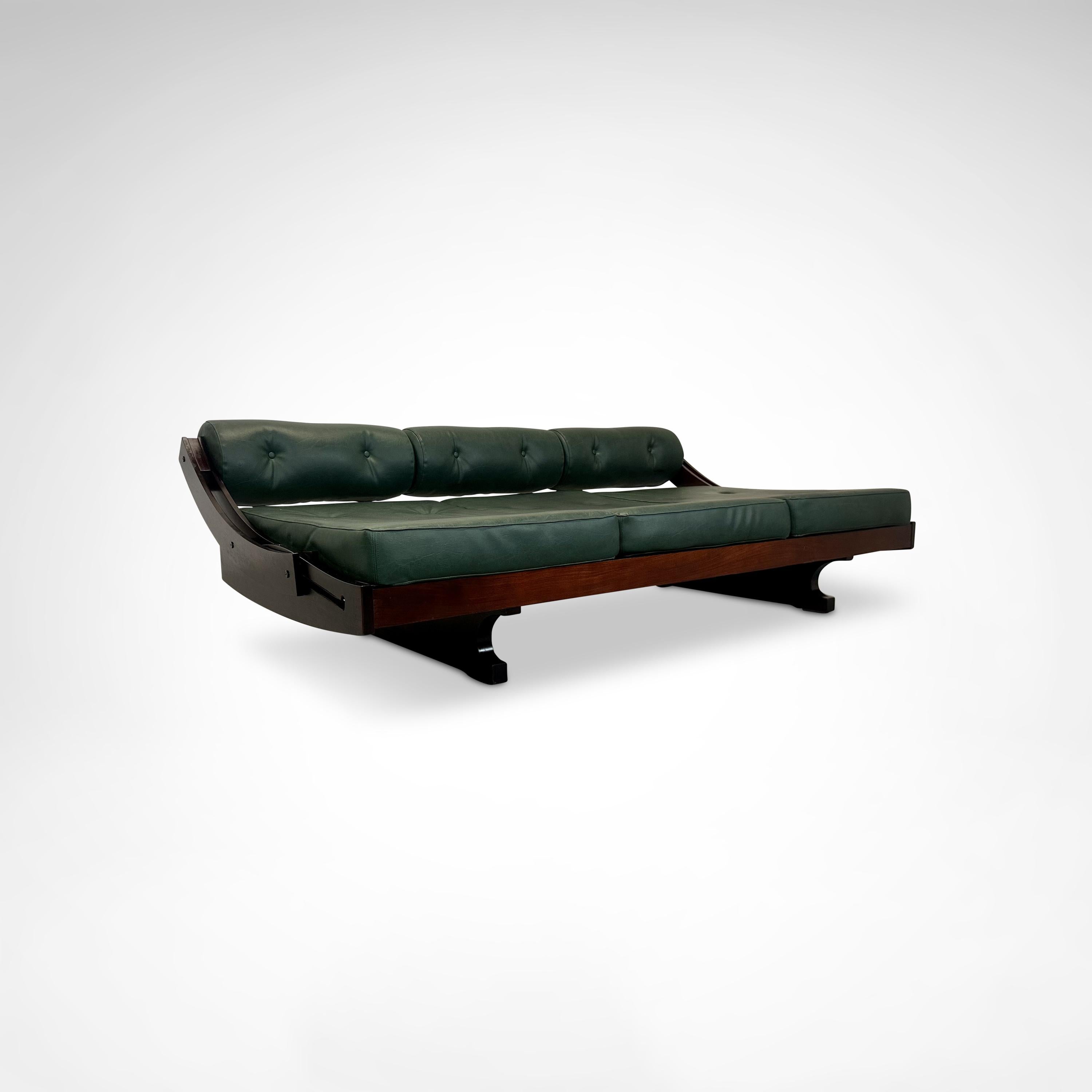 Pelle GS195 Letto da giorno in palissandro e pelle Gianni Songia per Sormani 1960s in vendita