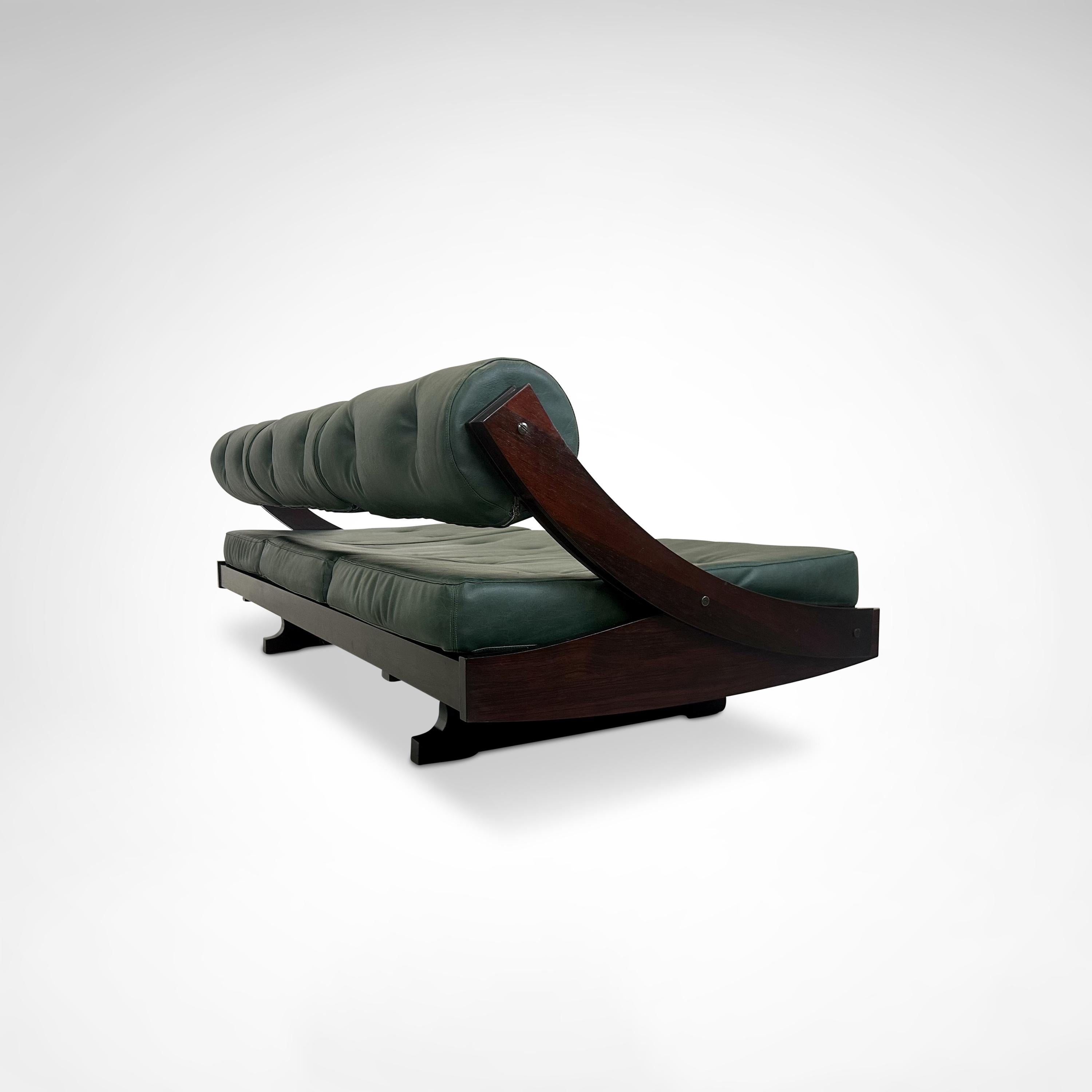GS195 Letto da giorno in palissandro e pelle Gianni Songia per Sormani 1960s in vendita 1