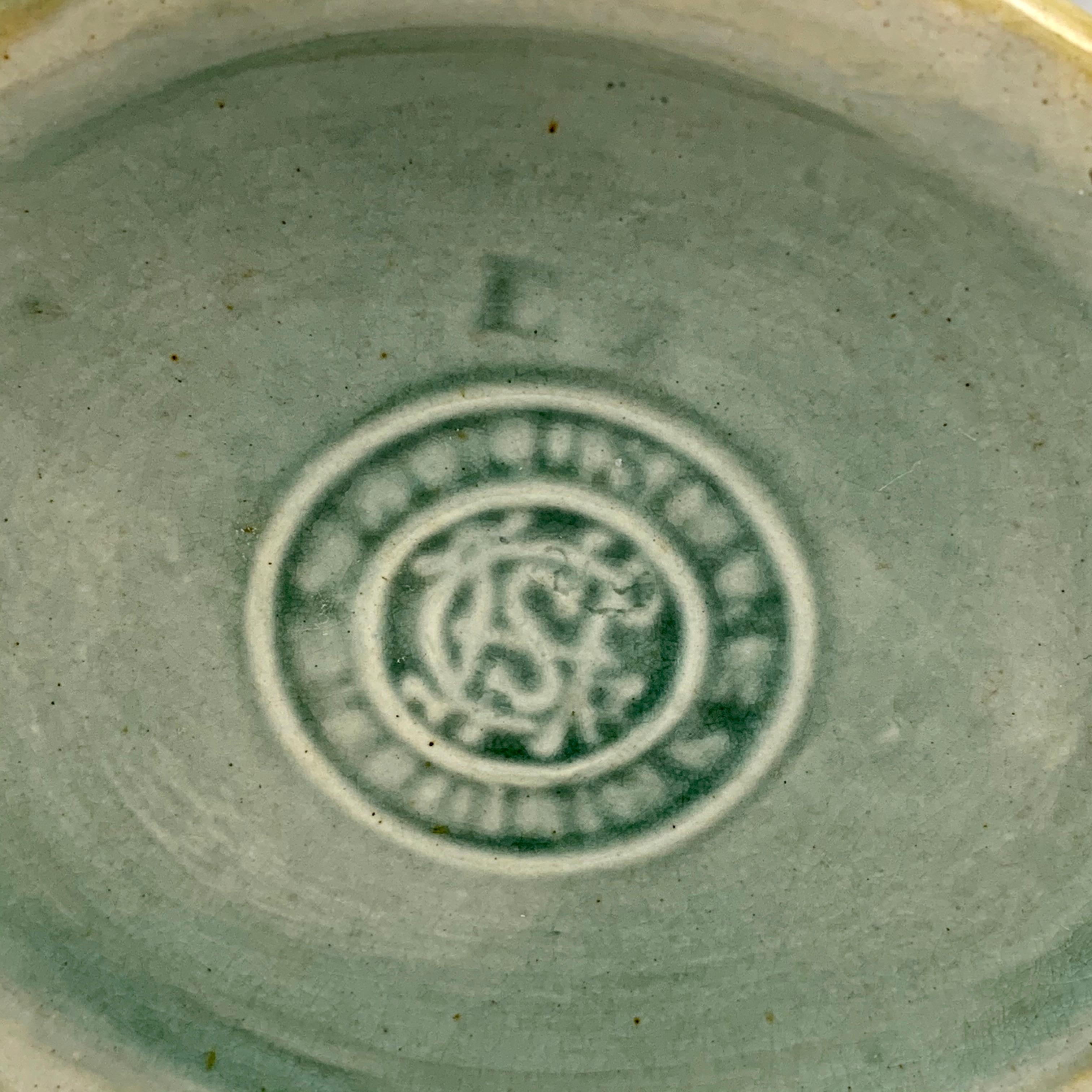 GS&H Etruscan American Majolica Green and White Fern Pitcher, circa 1880 2