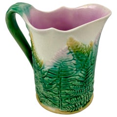 GS&H Etruscan American Majolica Green and White Fern Pitcher, circa 1880